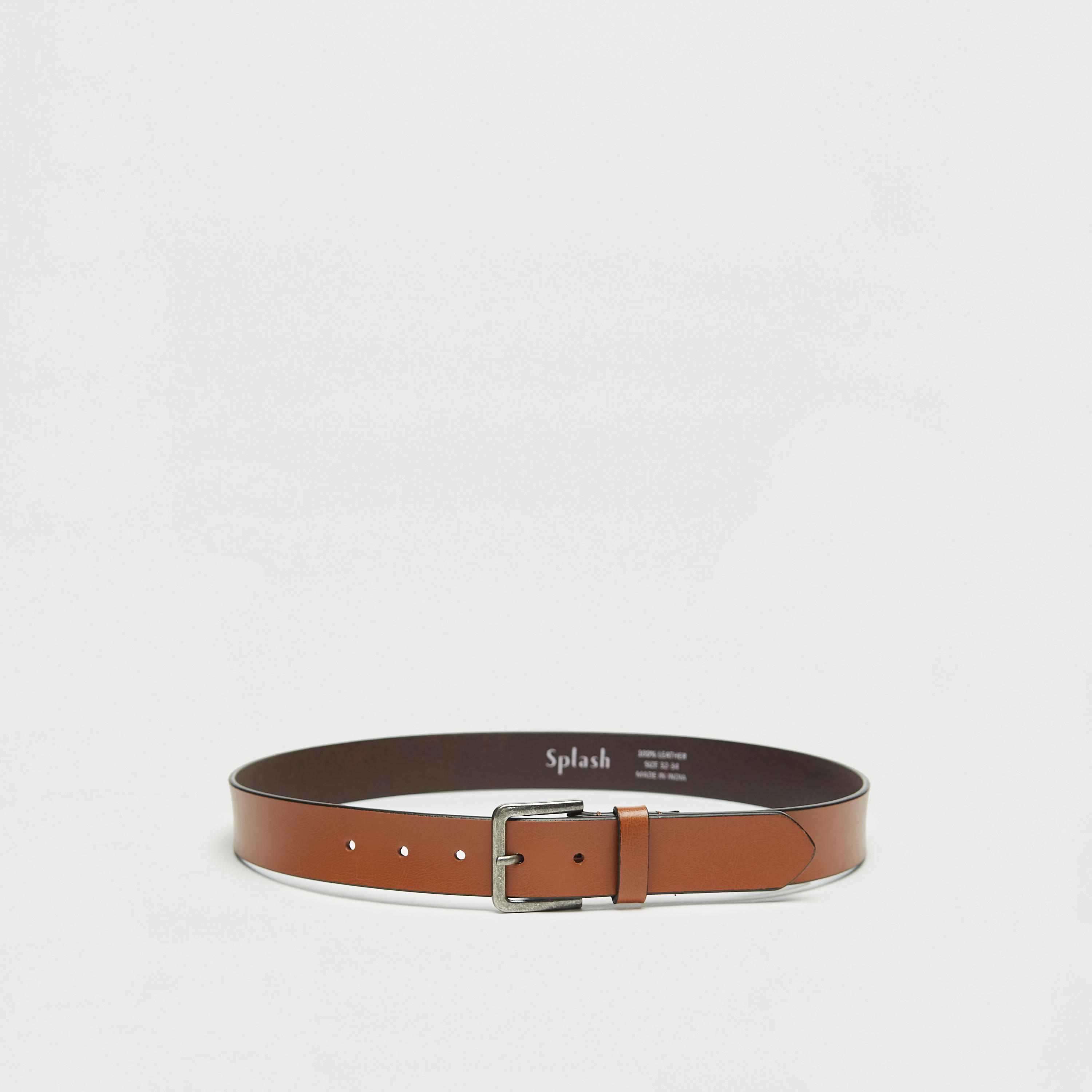 حزام جلد سادة بإبزيم بدبوس إغلاق-men-beltsandwallets-belts-image-1