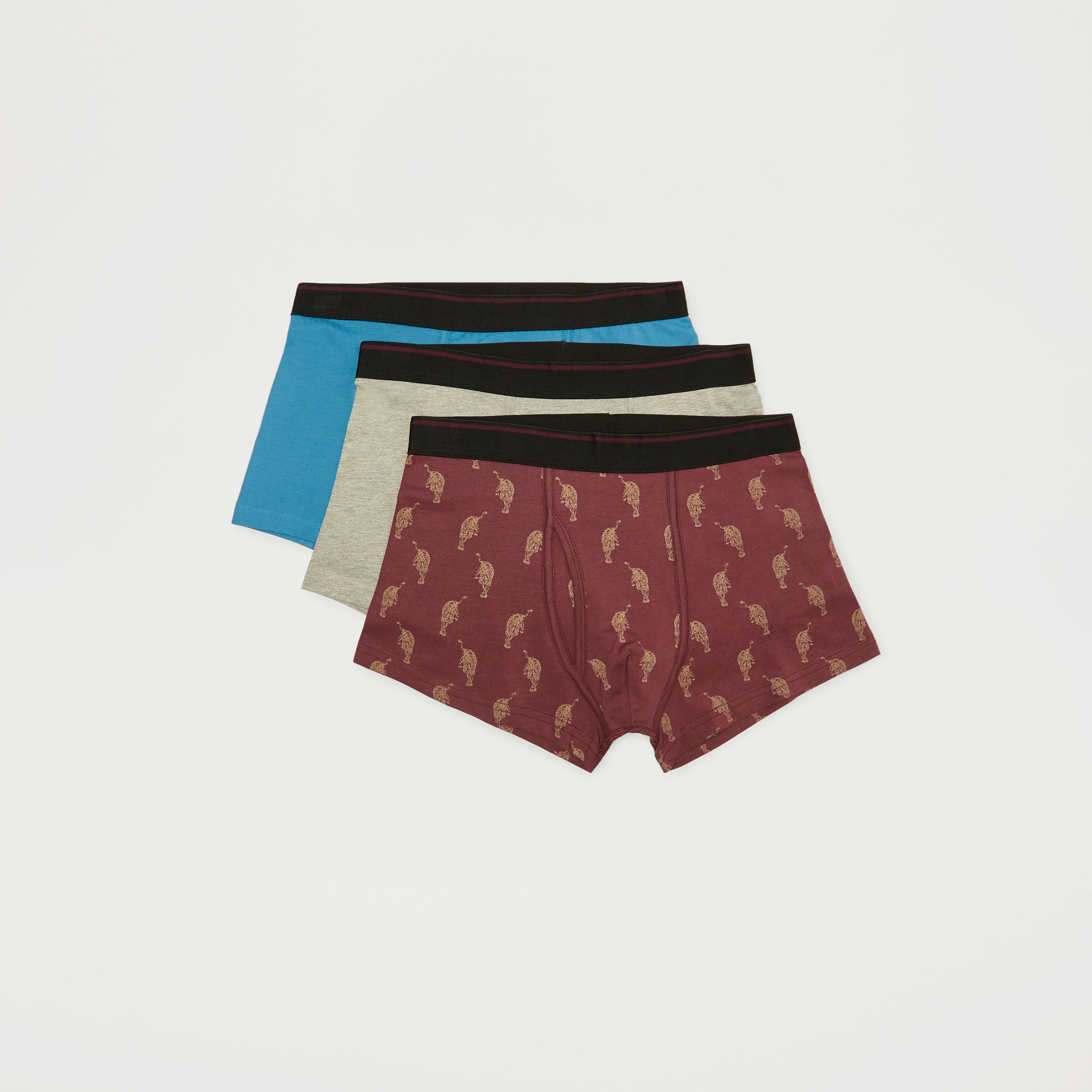 شورتات ترانك بخصر مطّاطي وطبعات متنوعة - طقم من 3 قطع-men-clothing-innerwear-underwear-image-1