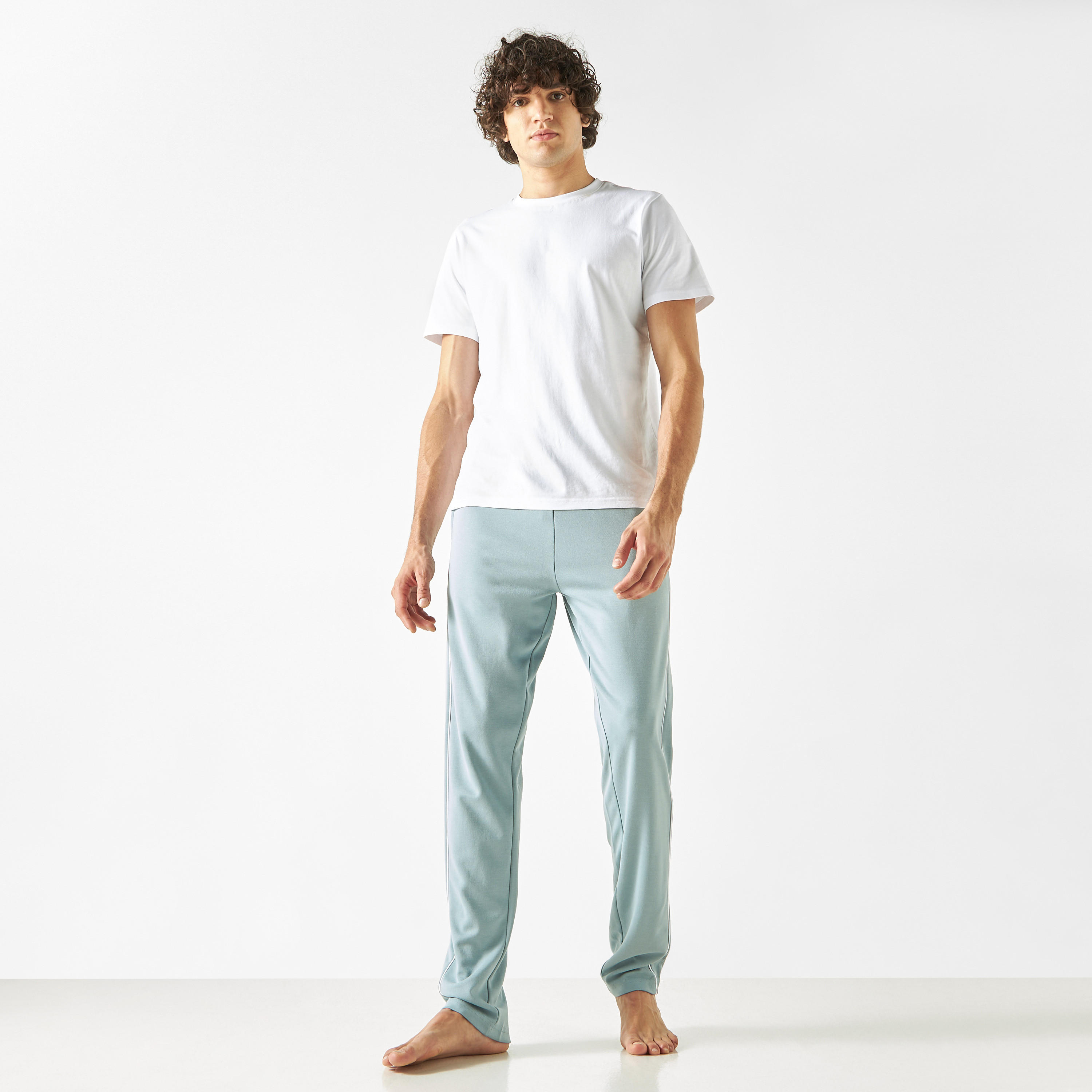 Solid Pyjamas with Drawstring Closure and Pockets-men-clothing-nightwear-pyjamaandshorts-image-2