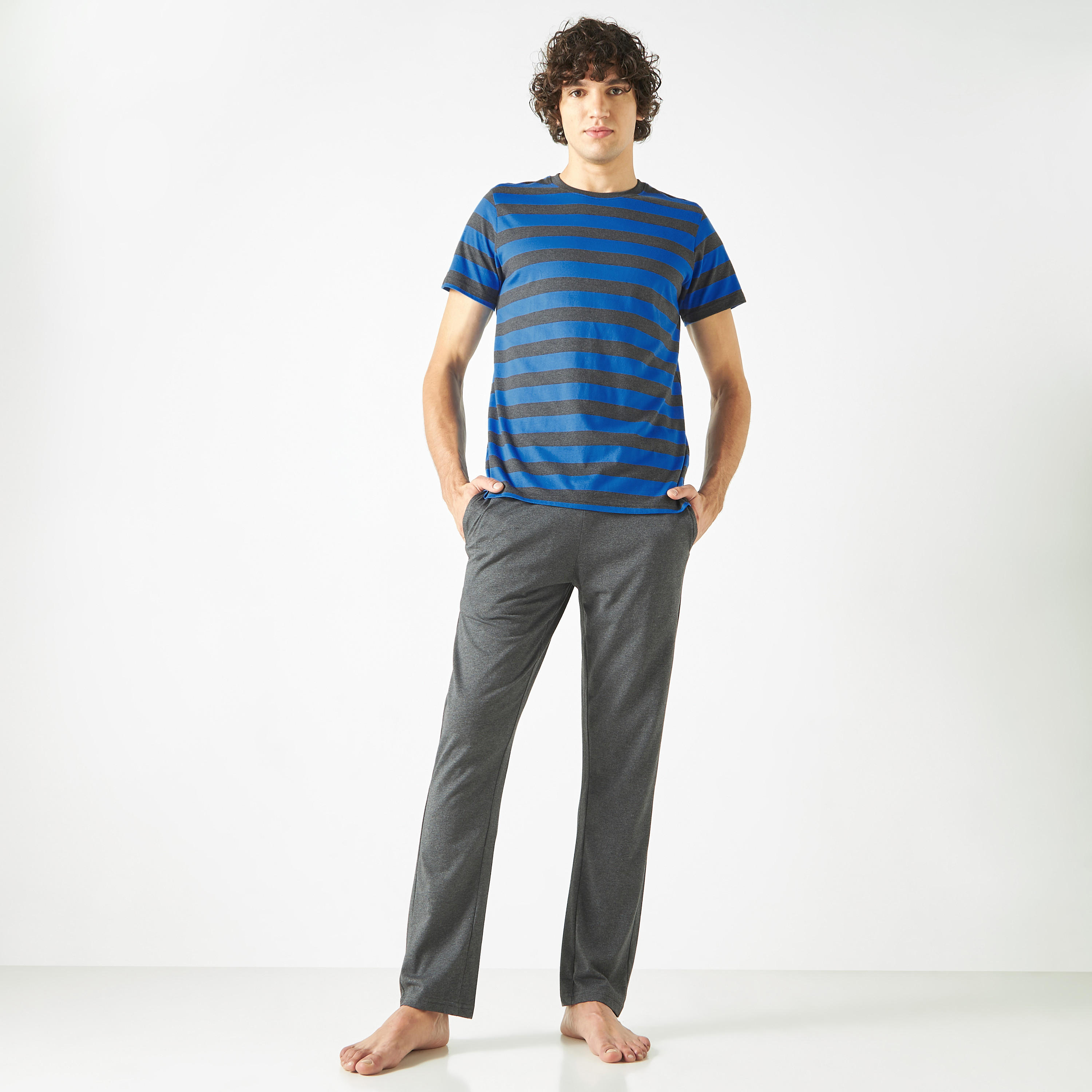 Stripes Crew Neck T-shirt and Pyjama Set-men-clothing-nightwear-sets-image-1
