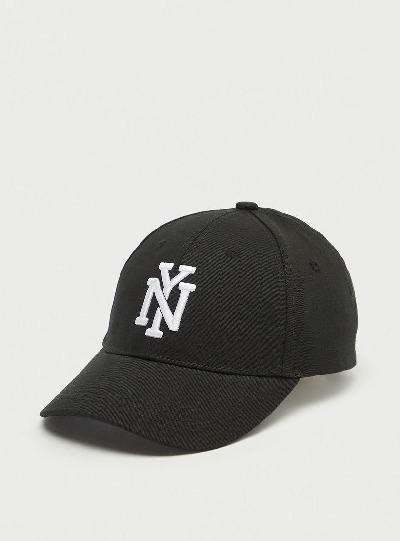 Embroidered Cap with Buckled Strap Closure-men-caps-image-1