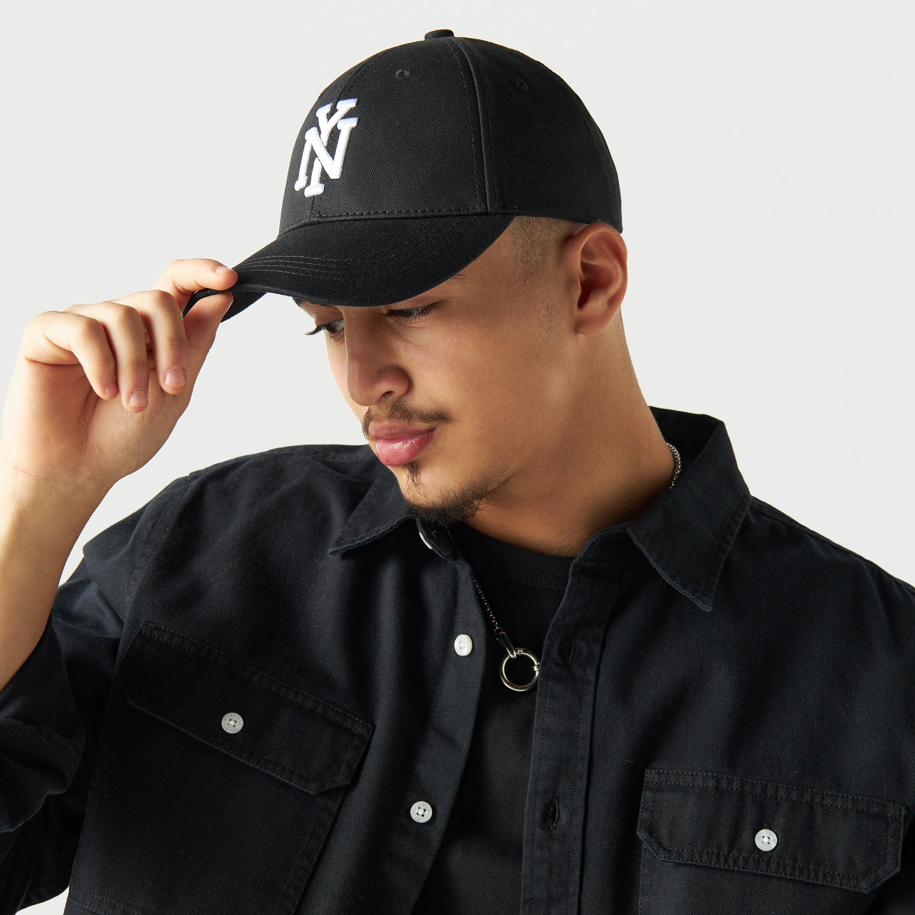 Embroidered Cap with Buckled Strap Closure-men-caps-image-2