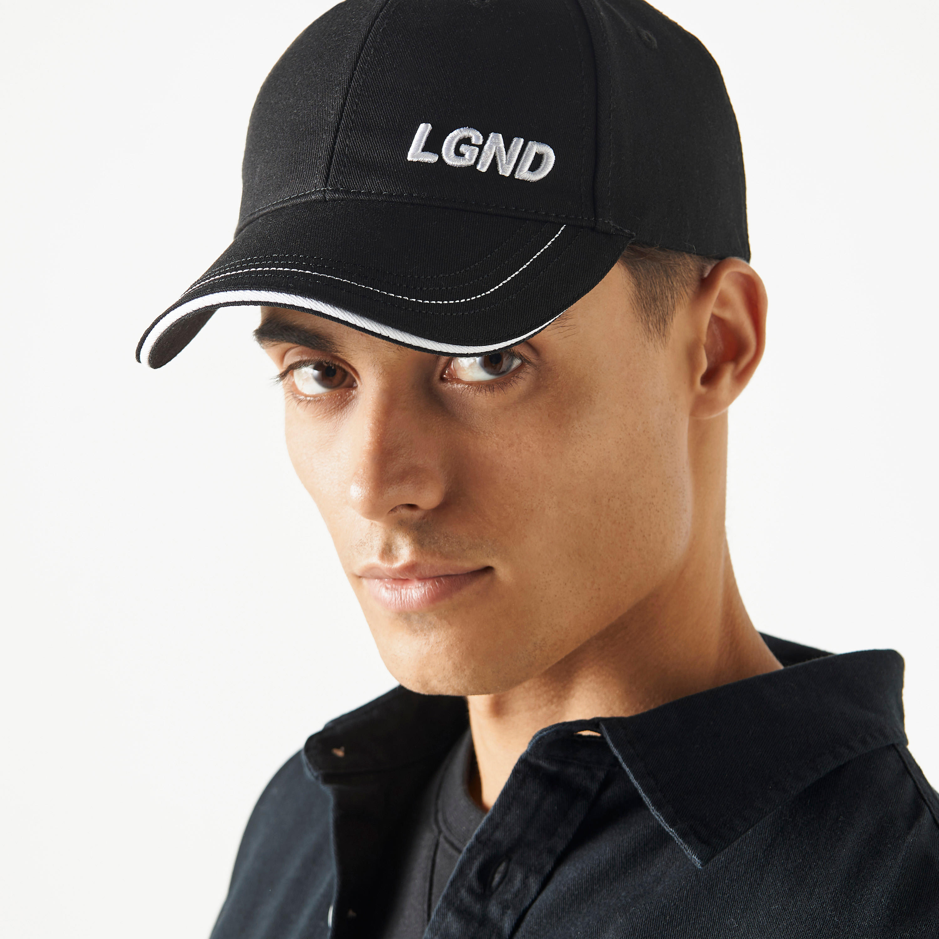 Typography Embroidered Cap with Adjustable Strap-men-caps-image-2