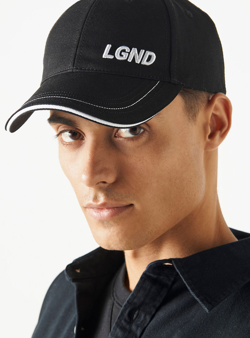 Typography Embroidered Cap with Adjustable Strap-men-caps-image-2