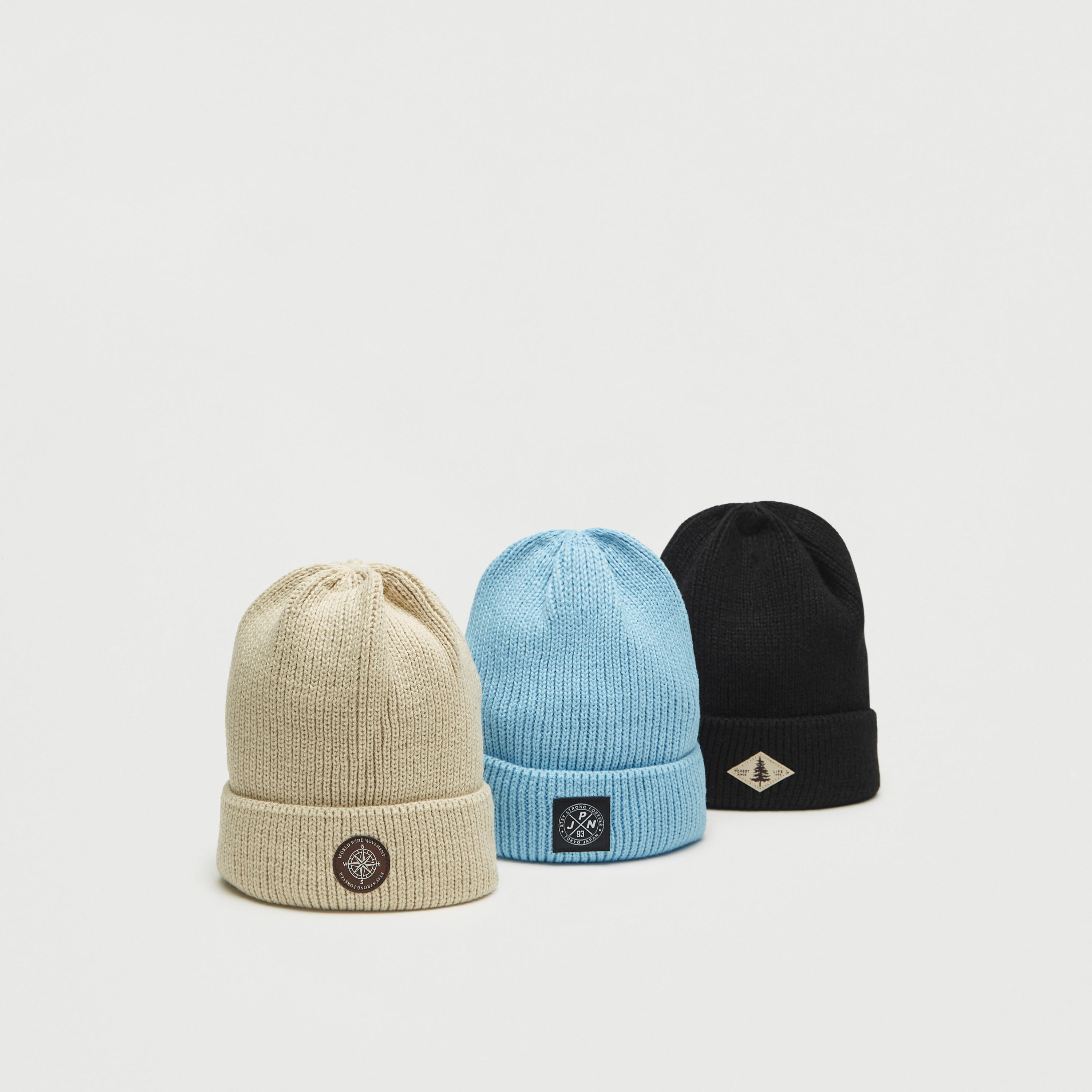 قبعة بيني مضلعة بزخارف - طقم 3 قطع-men-caps-image-1