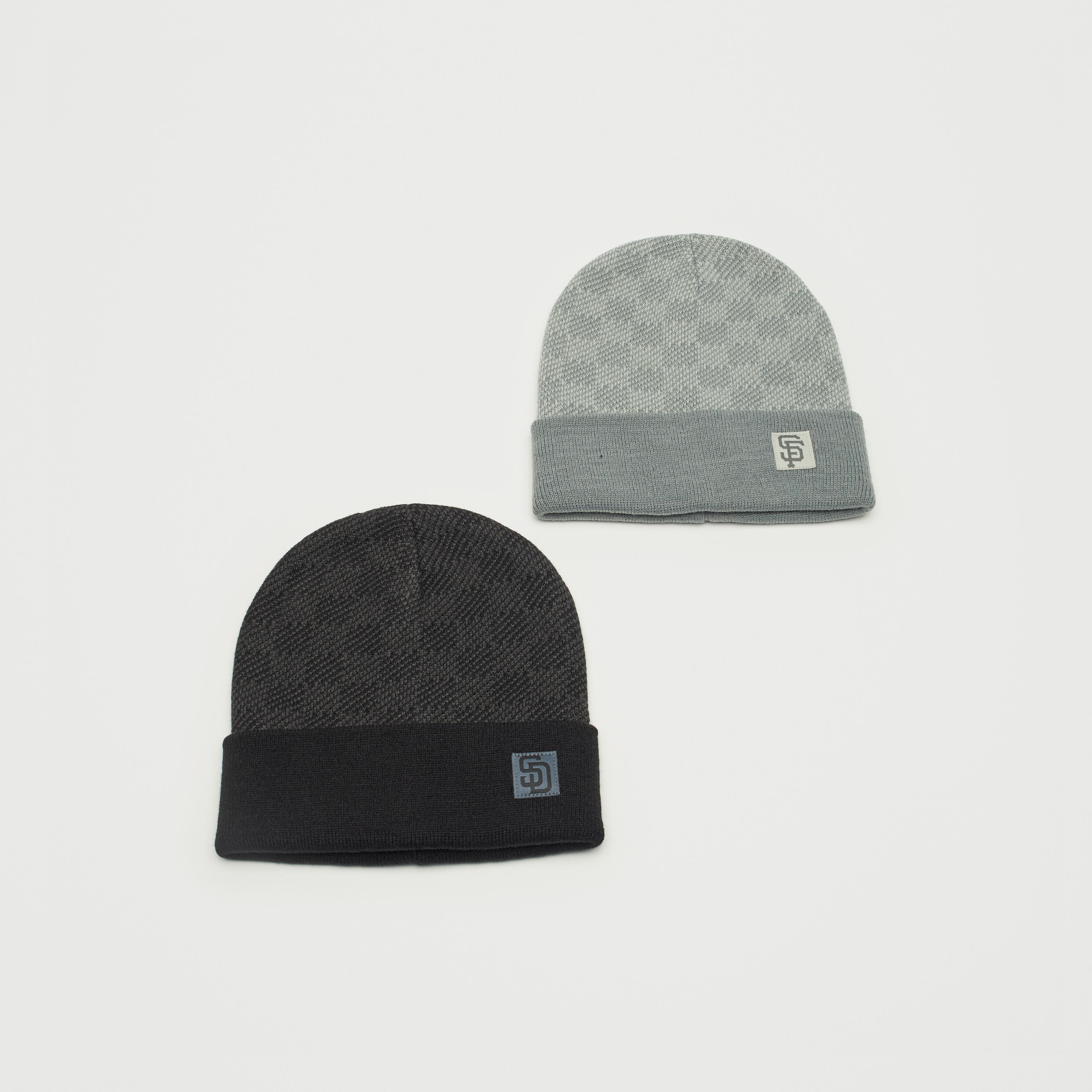 Set of 2 - Checked Beanie Cap-men-caps-image-1