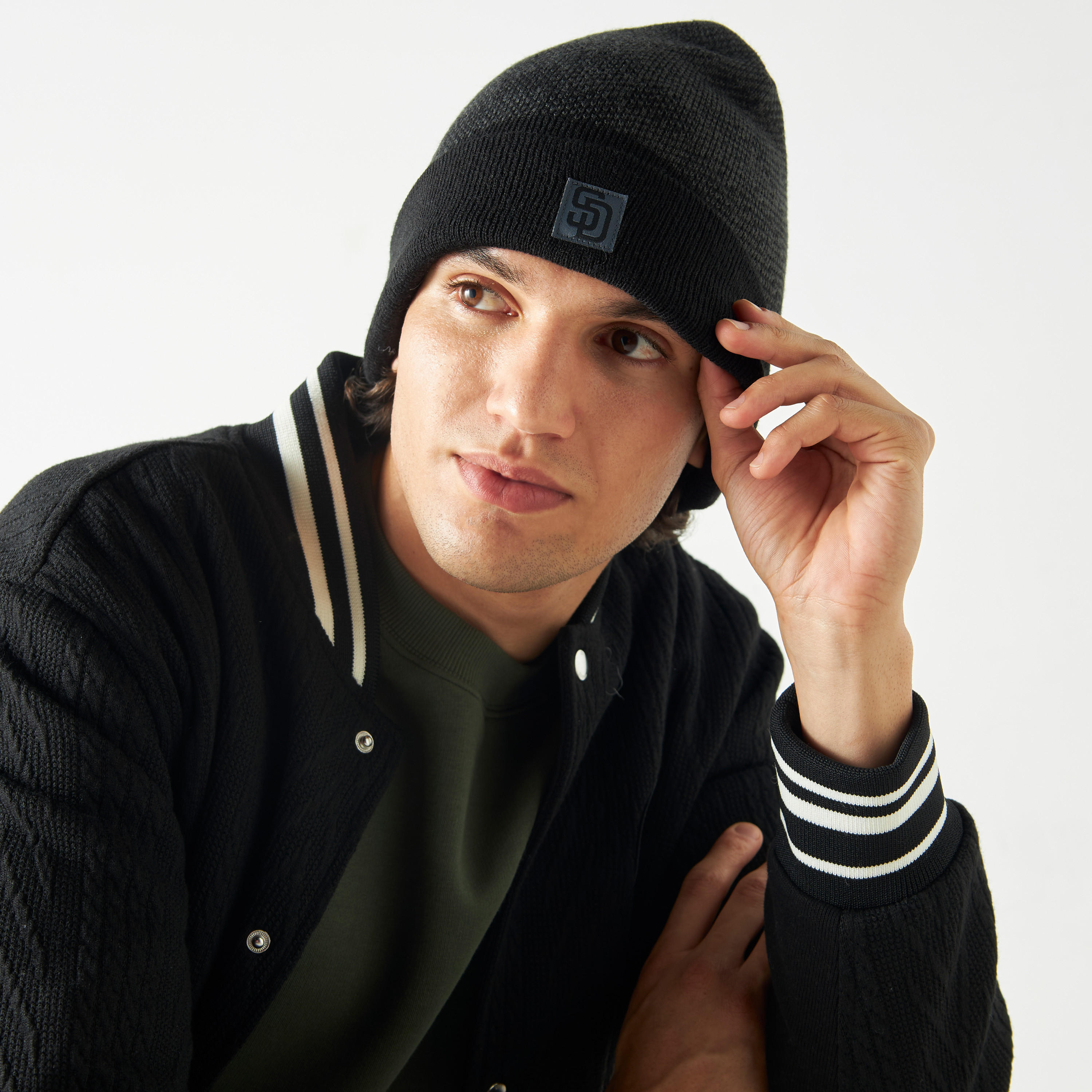 Set of 2 - Checked Beanie Cap-men-caps-image-2