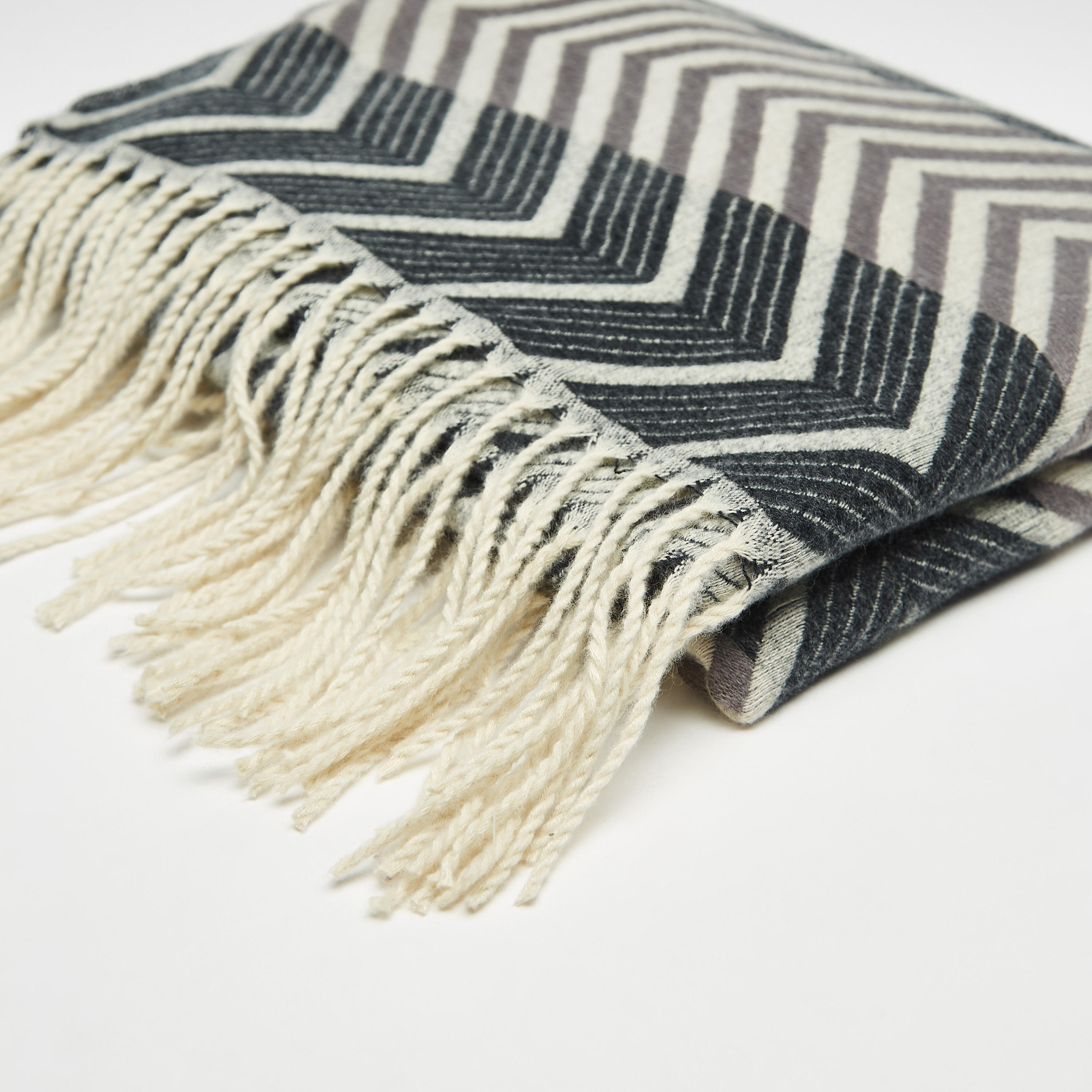 Chevron Textured Scarf with Tassels-men-scarvesandgloves-image-3