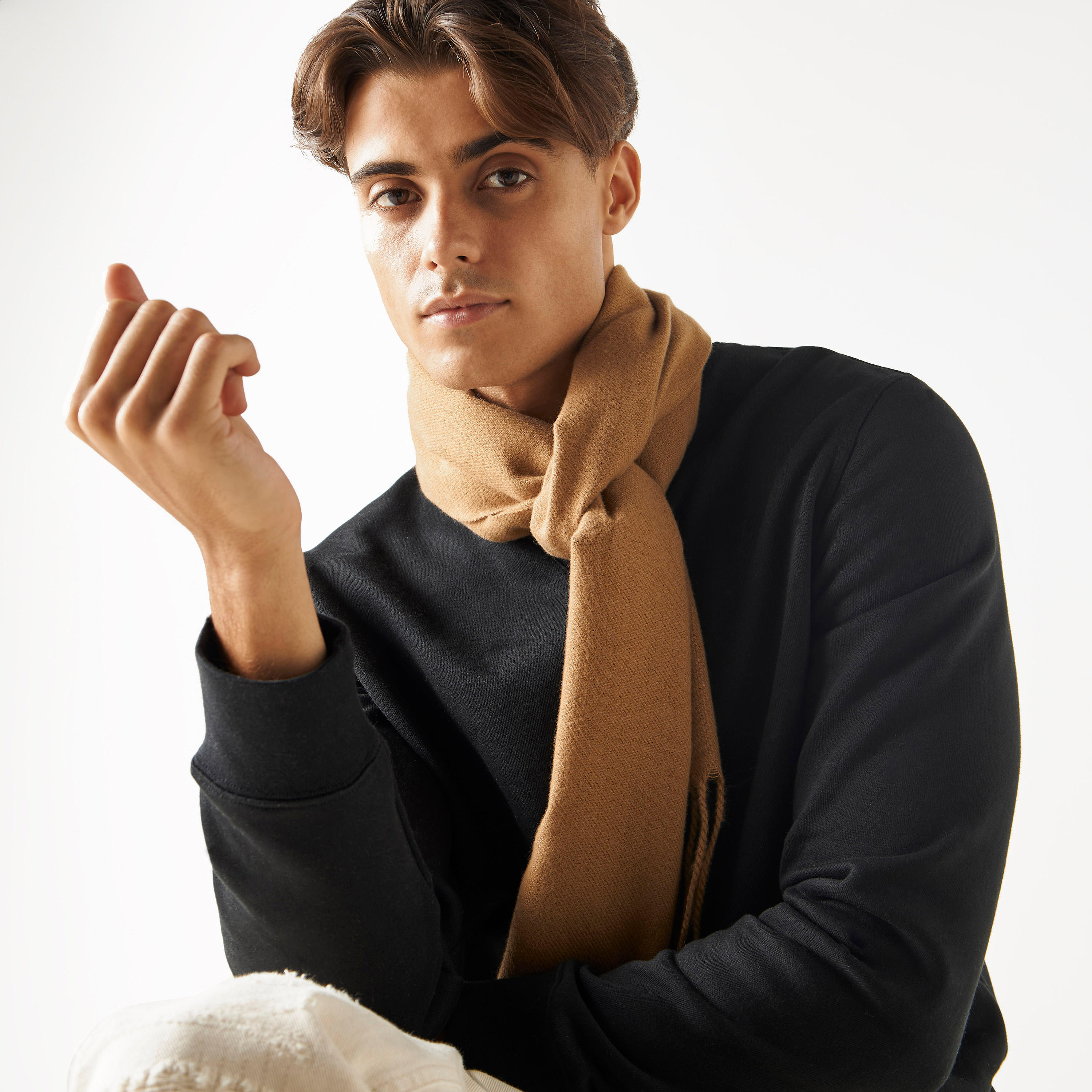 Textured Scarf with Tassels-men-scarvesandgloves-image-2