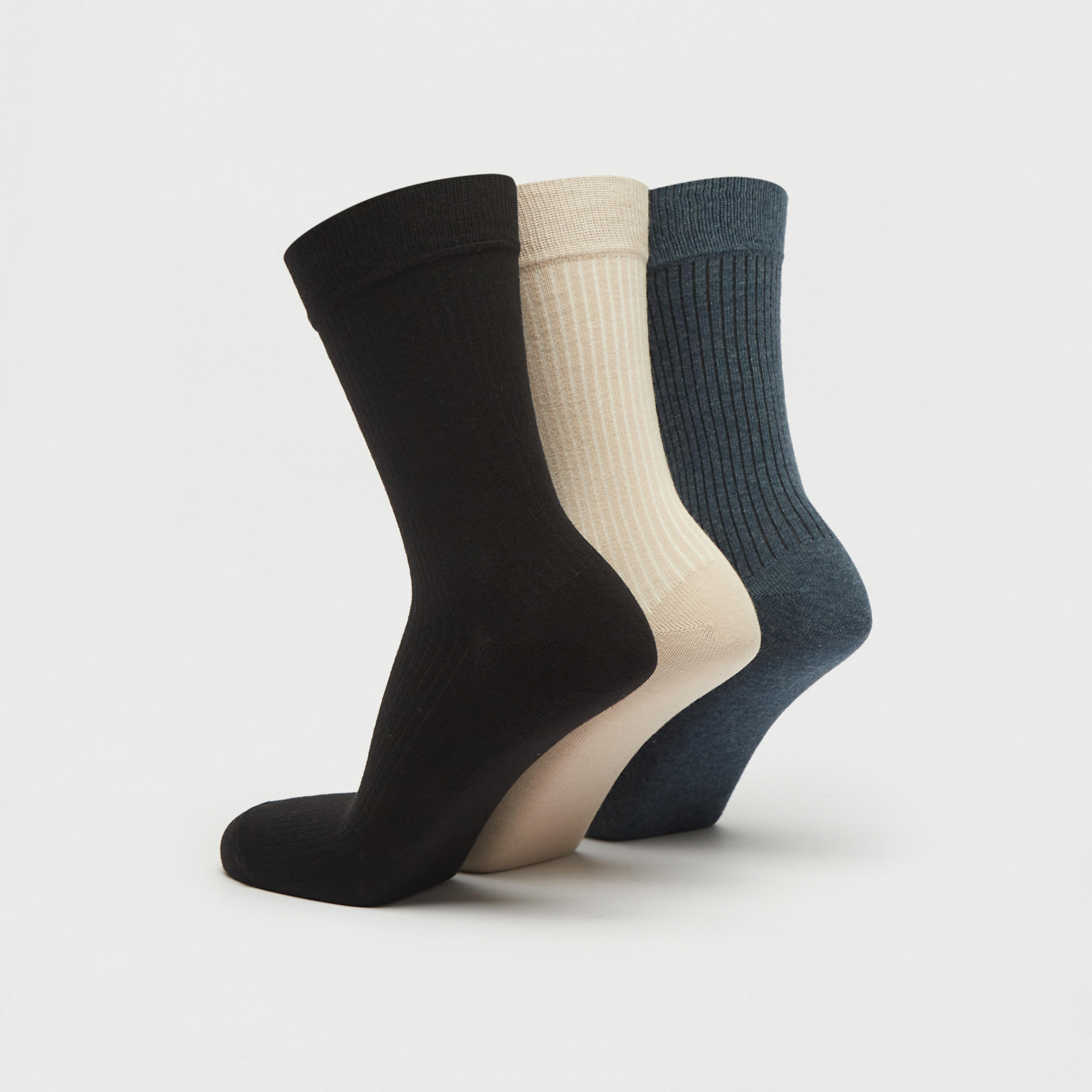 جوارب مضلّعة بطول ربلة الساق - طقم 3 أزواج-men-socks-image-2