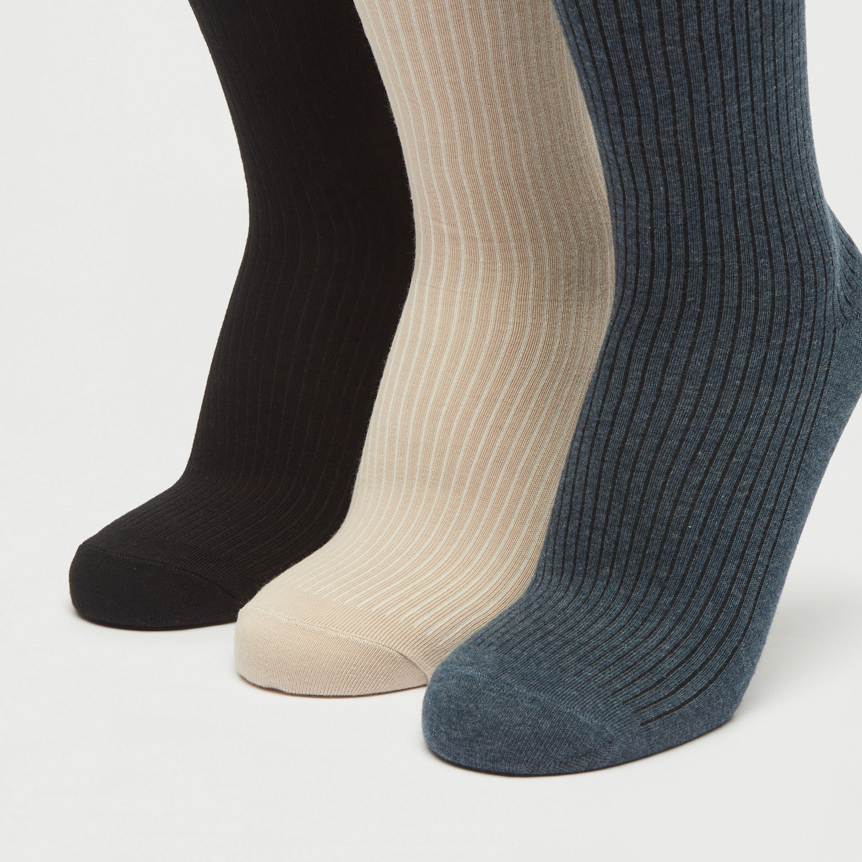جوارب مضلّعة بطول ربلة الساق - طقم 3 أزواج-men-socks-image-3