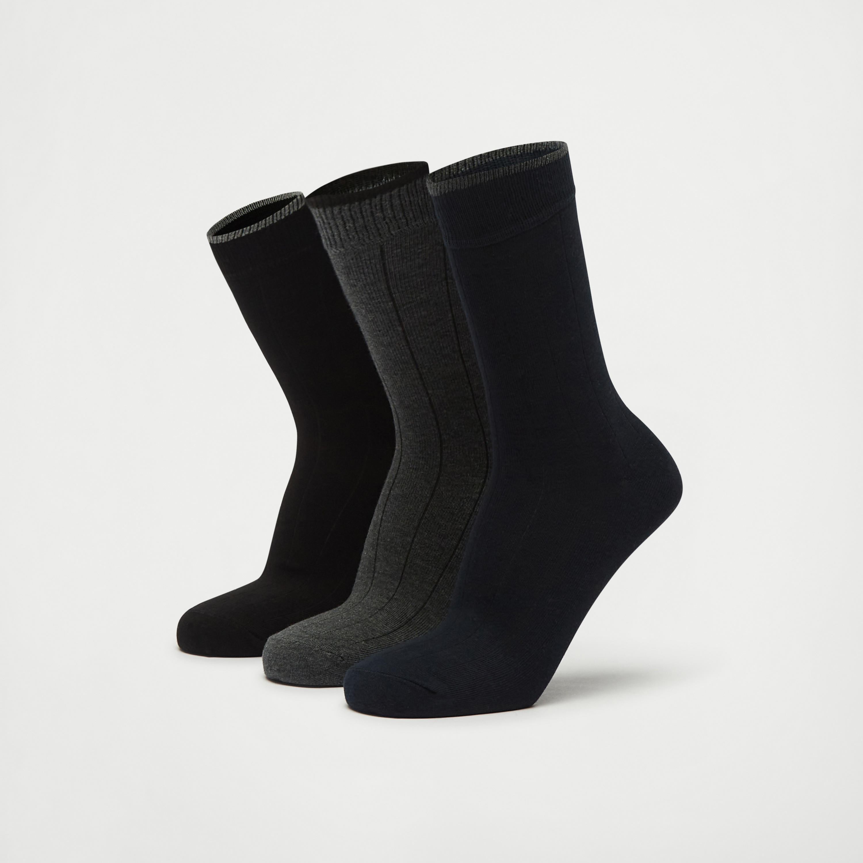 جوارب مقلمة بطول ربلة السّاق- طقم 3 أزواج-men-socks-image-1