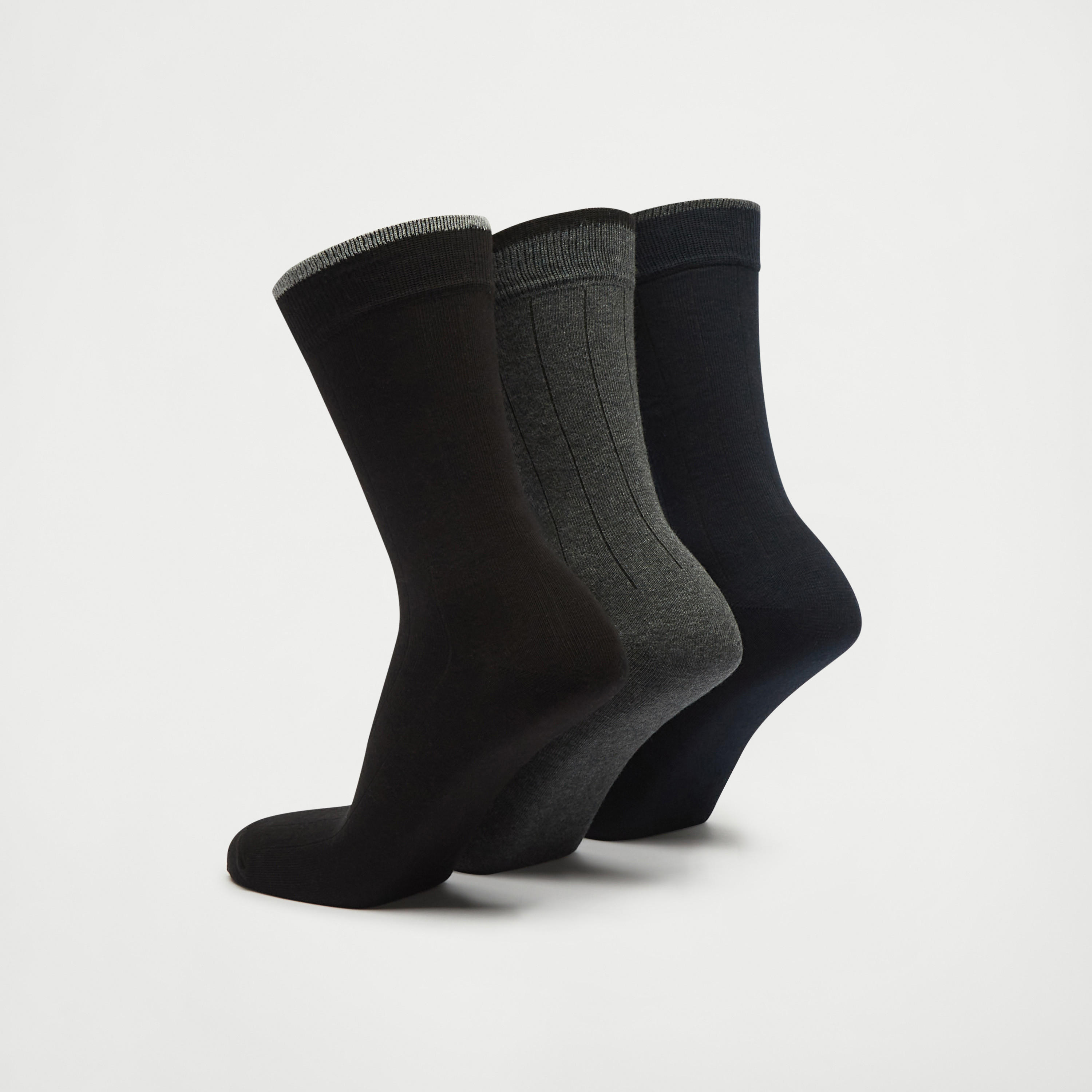 جوارب مقلمة بطول ربلة السّاق- طقم 3 أزواج-men-socks-image-2