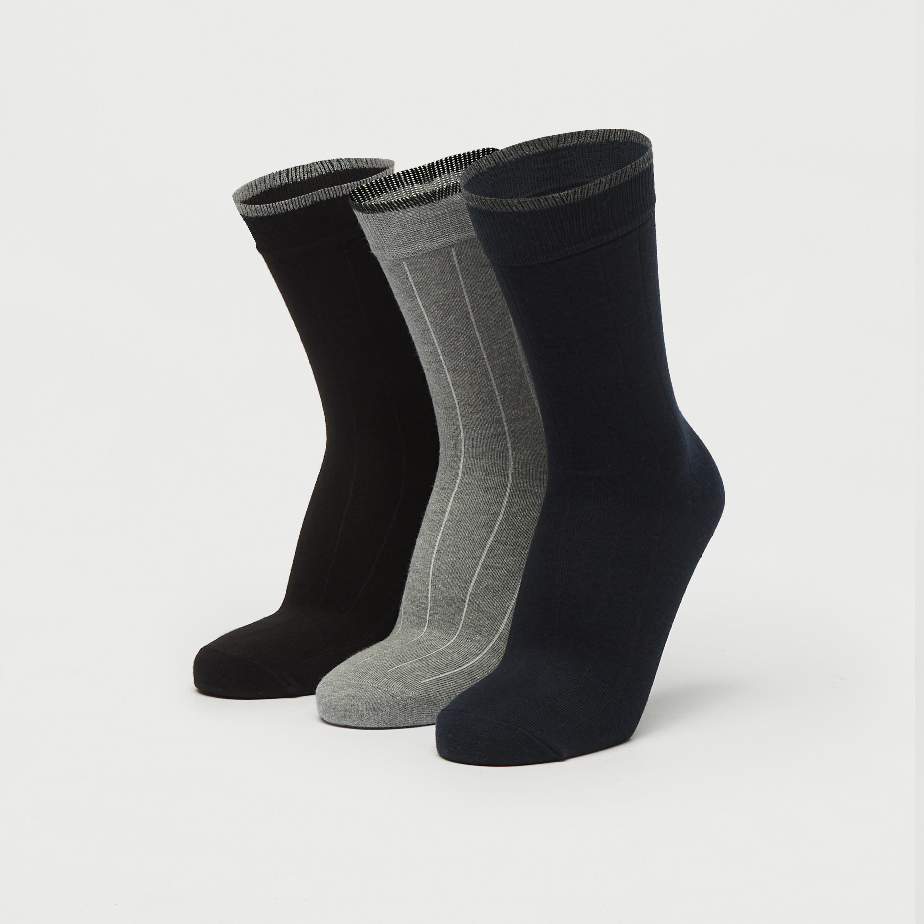 Set of 3 - Solid Crew Length Socks-men-socks-image-1