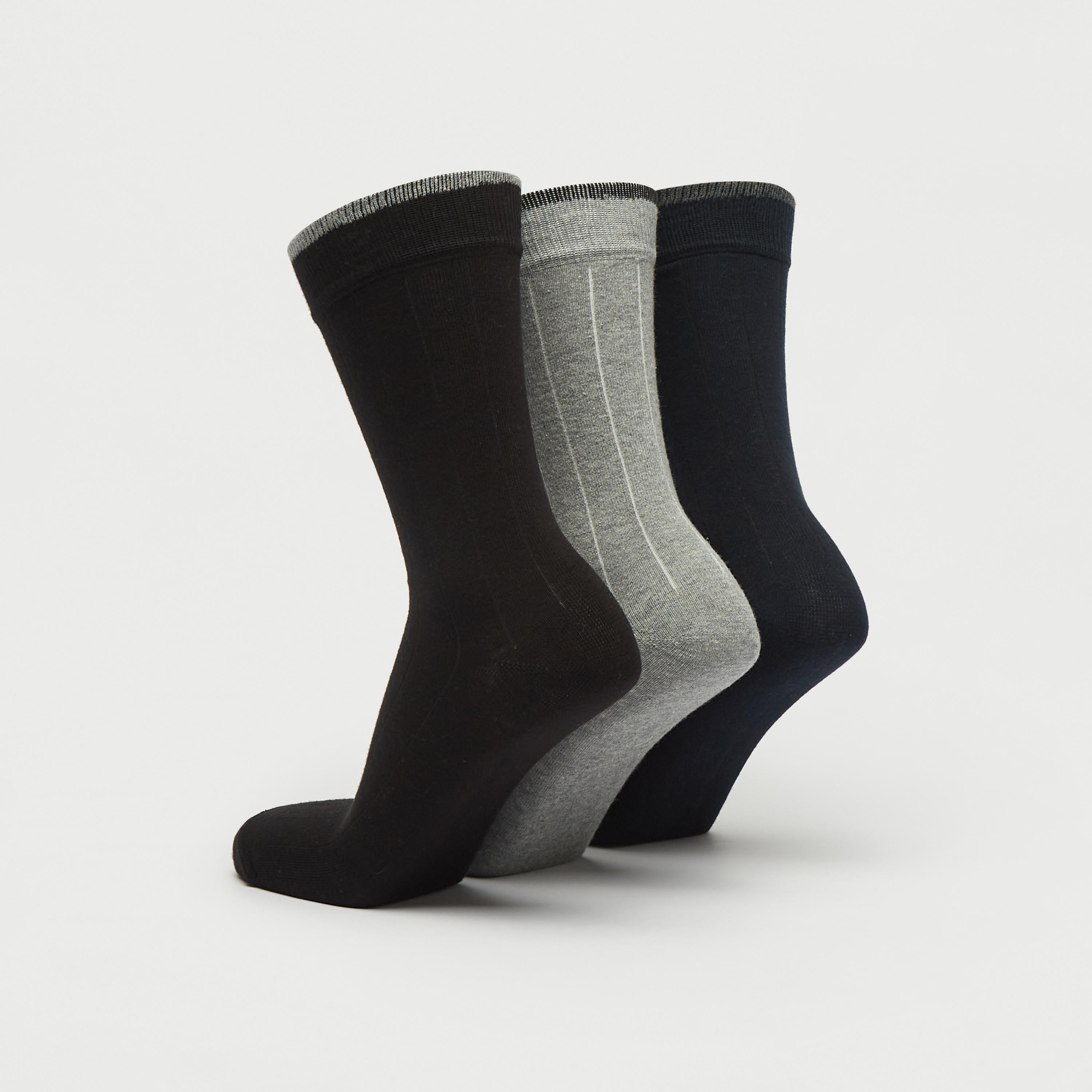 Set of 3 - Solid Crew Length Socks-men-socks-image-2