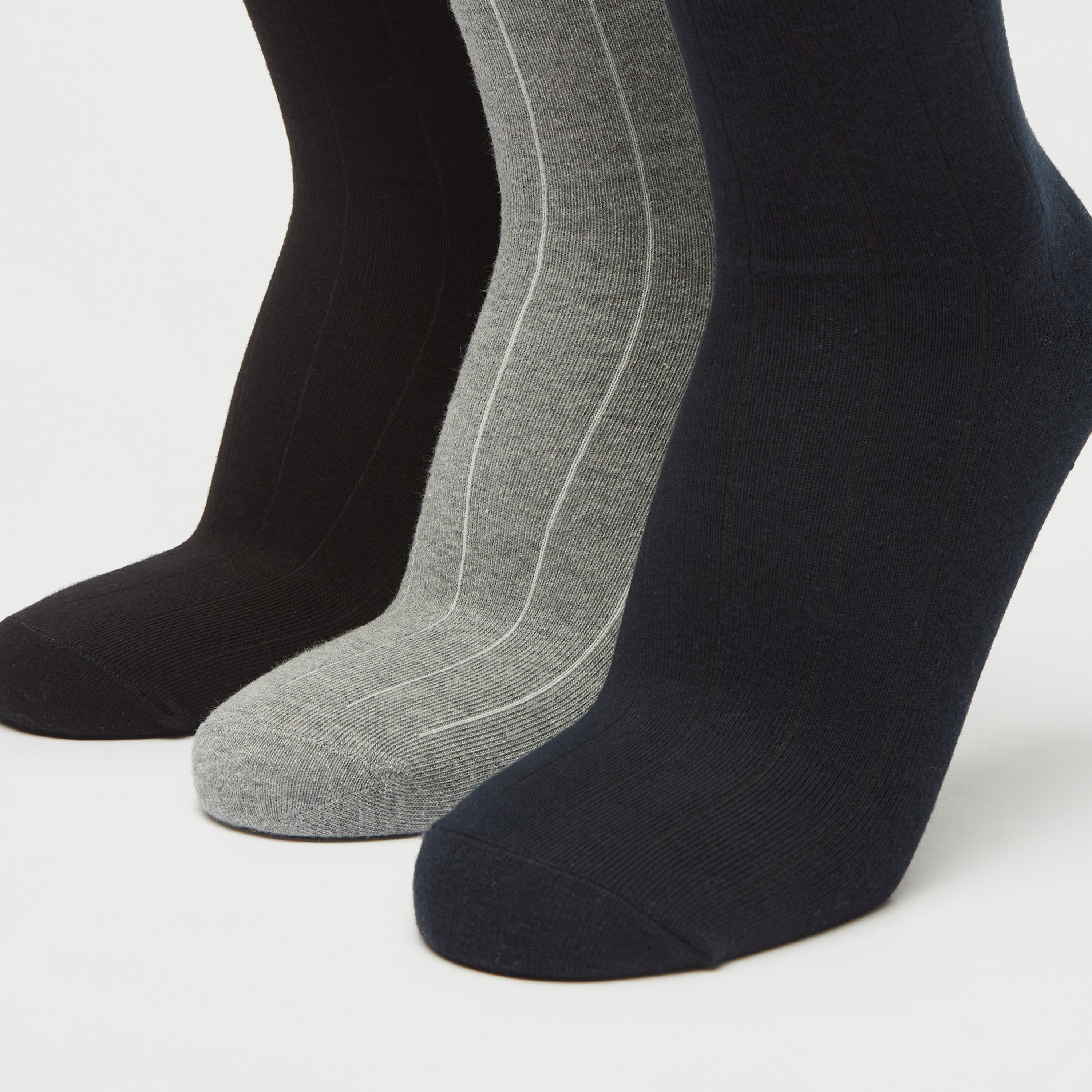 Set of 3 - Solid Crew Length Socks-men-socks-image-3
