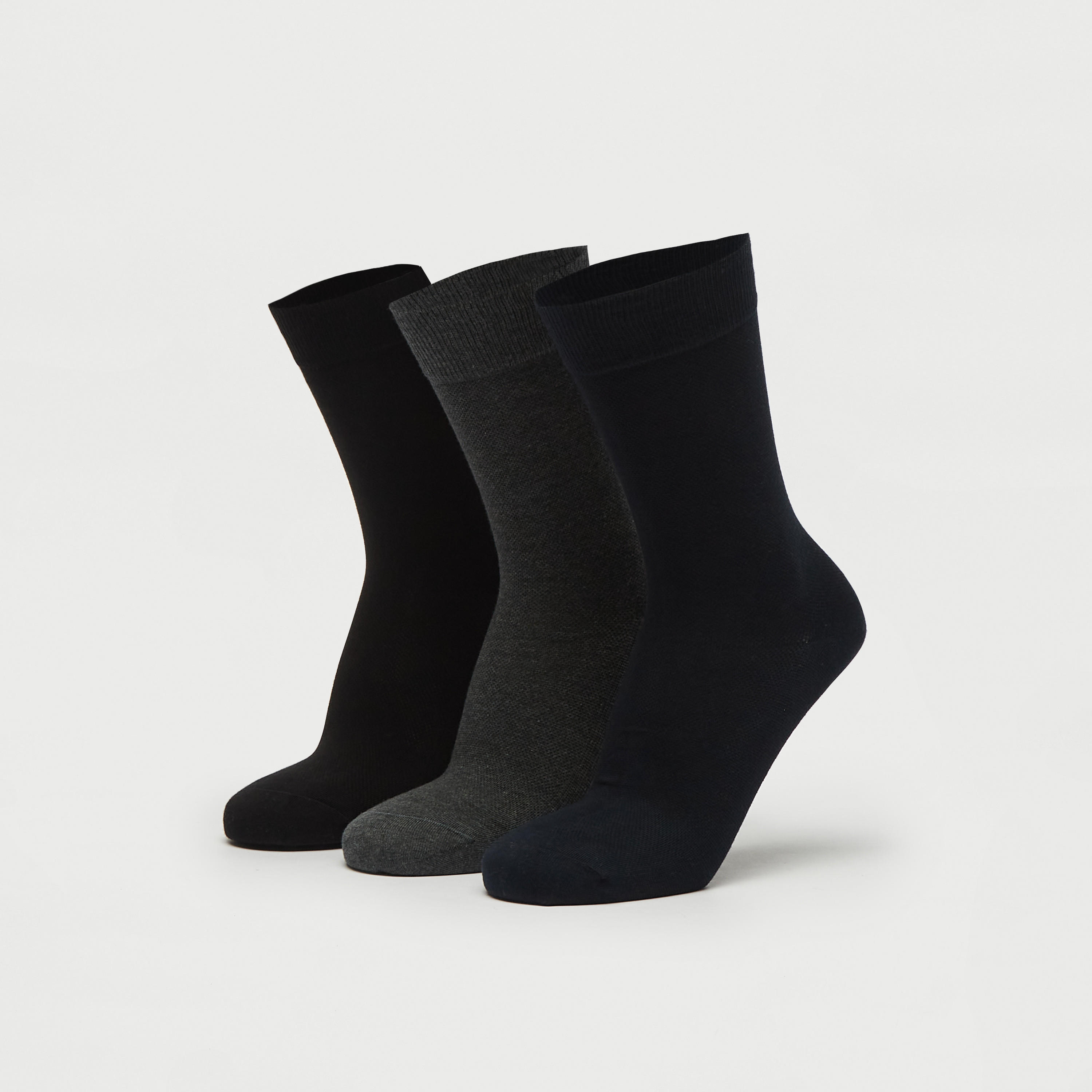جوارب سادة بطول ربلة الساق - طقم من 3 أزواج-men-socks-image-4