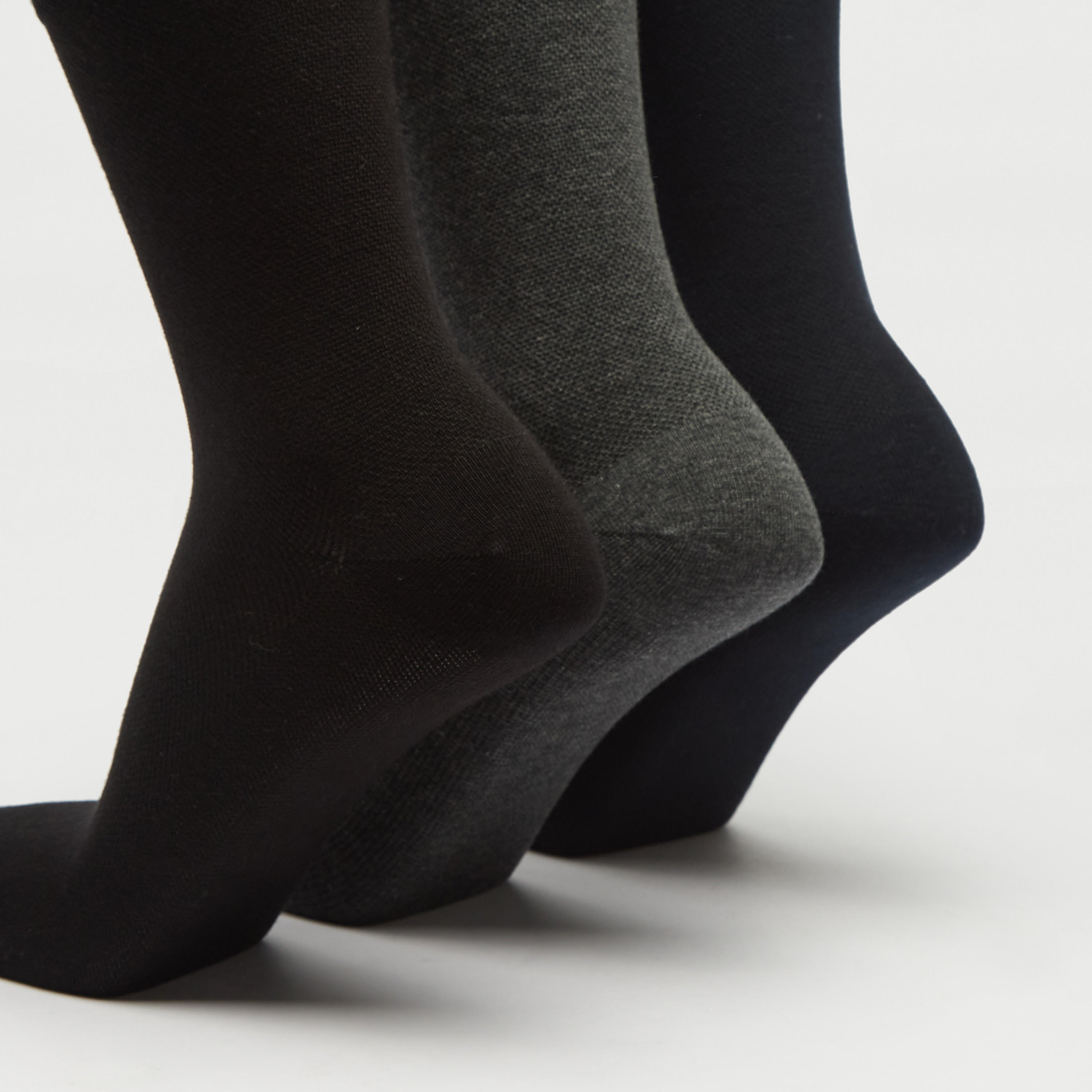 جوارب سادة بطول ربلة الساق - طقم من 3 أزواج-men-socks-image-1