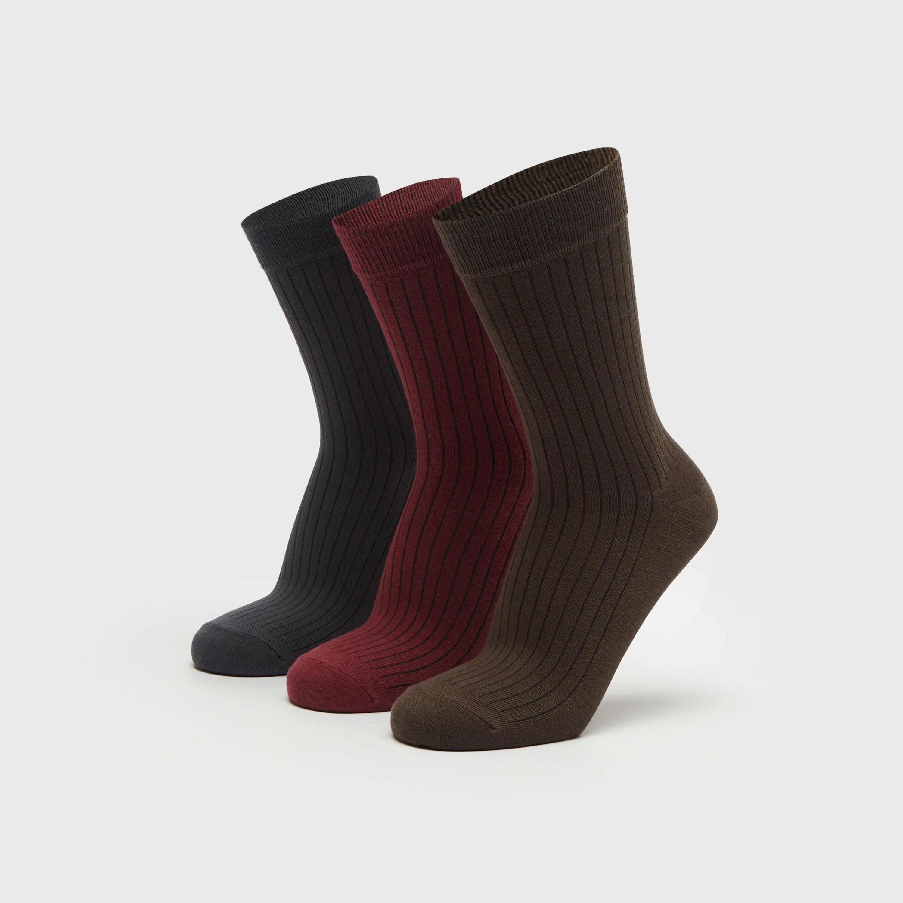 جوارب مضلّعة بطول ربلة الساق - طقم من 3 أزواج-men-socks-image-4