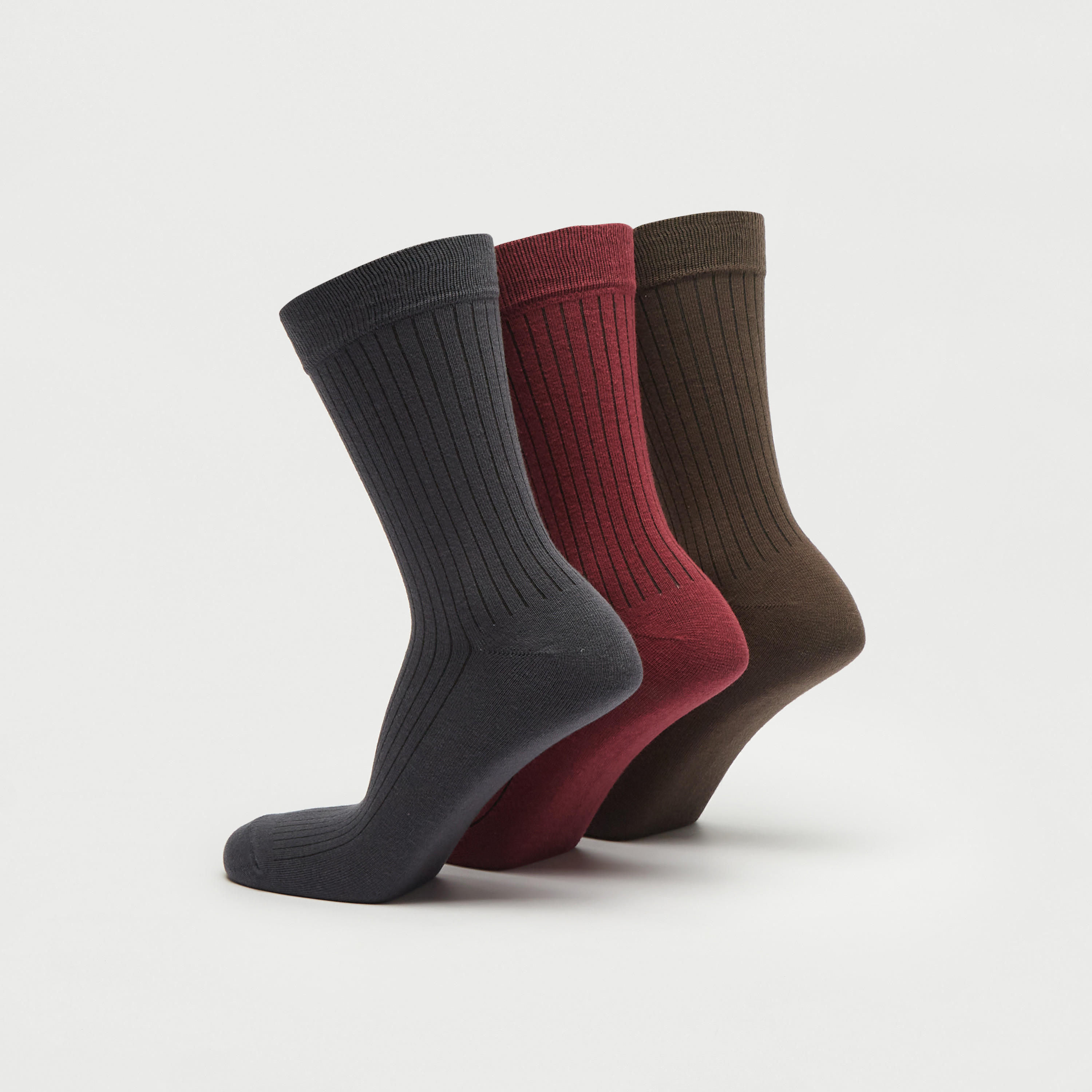 جوارب مضلّعة بطول ربلة الساق - طقم من 3 أزواج-men-socks-image-3