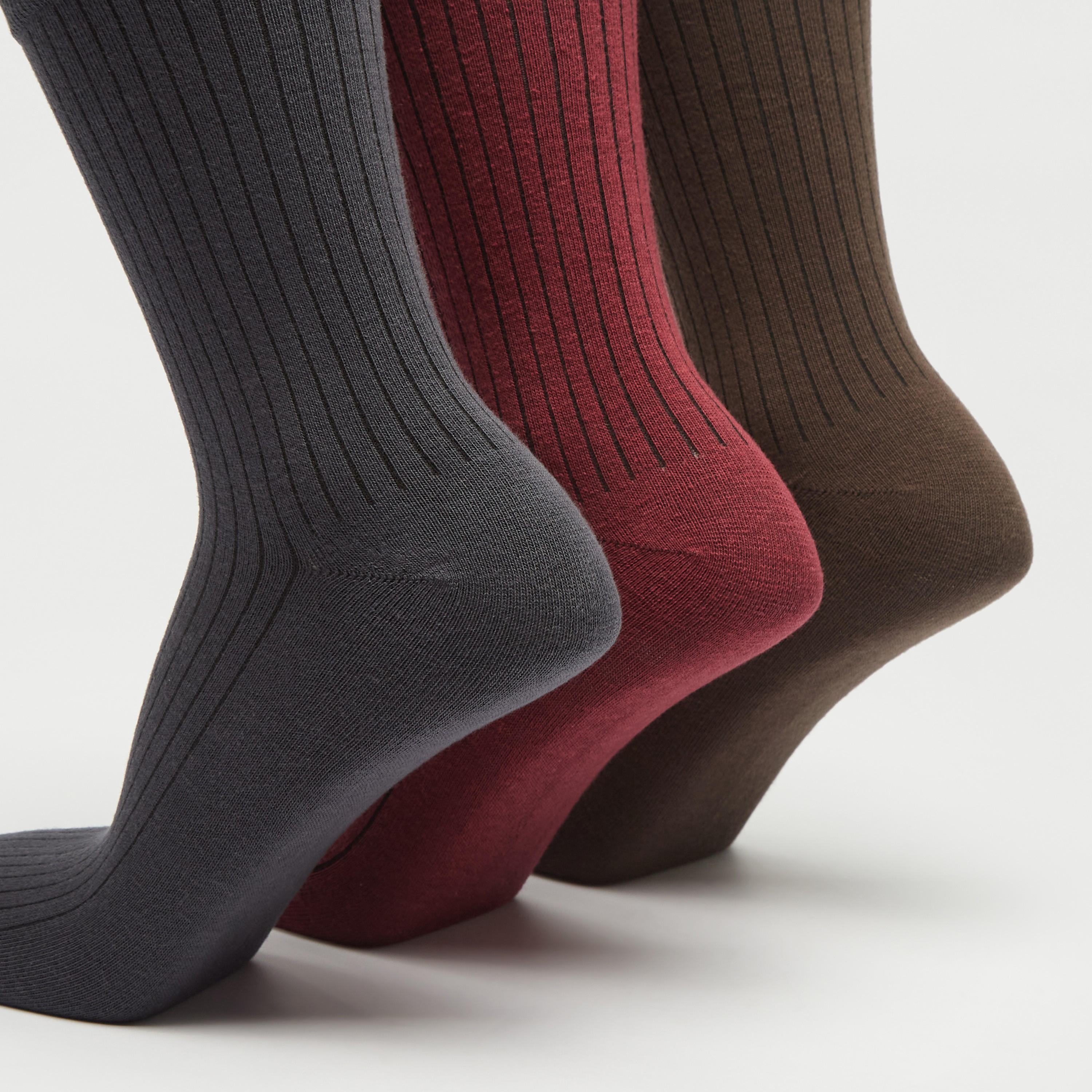جوارب مضلّعة بطول ربلة الساق - طقم من 3 أزواج-men-socks-image-1