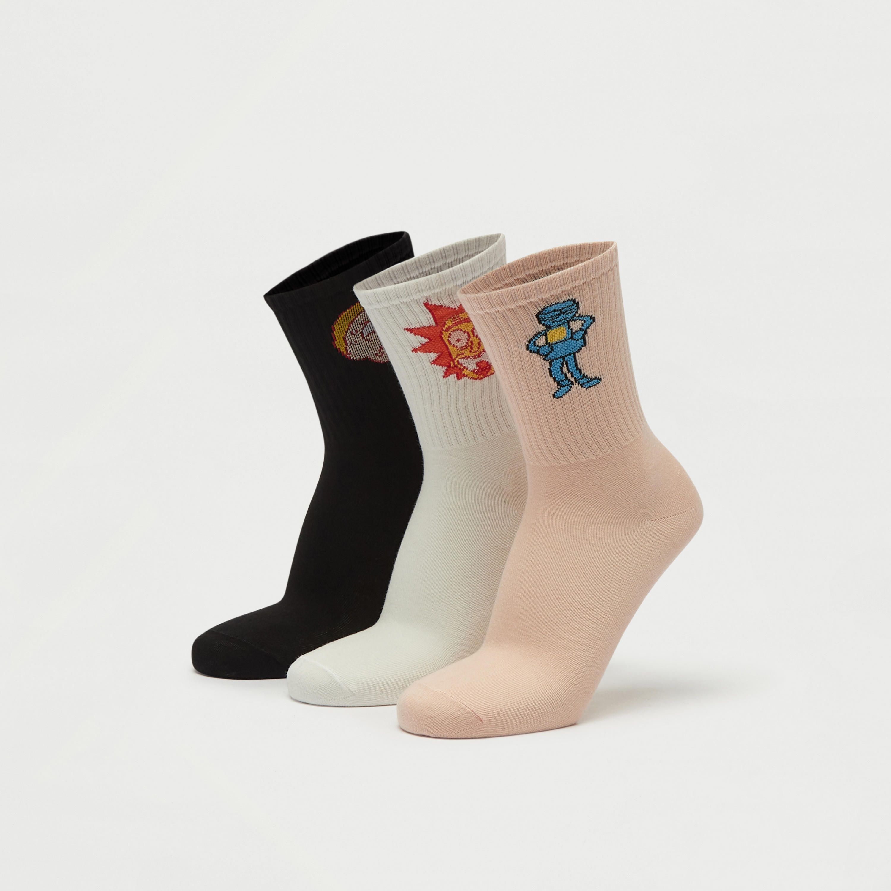 جوارب بارزة الملمس بطول ربلة الساق - طقم من 3 أزواج-men-socks-image-1
