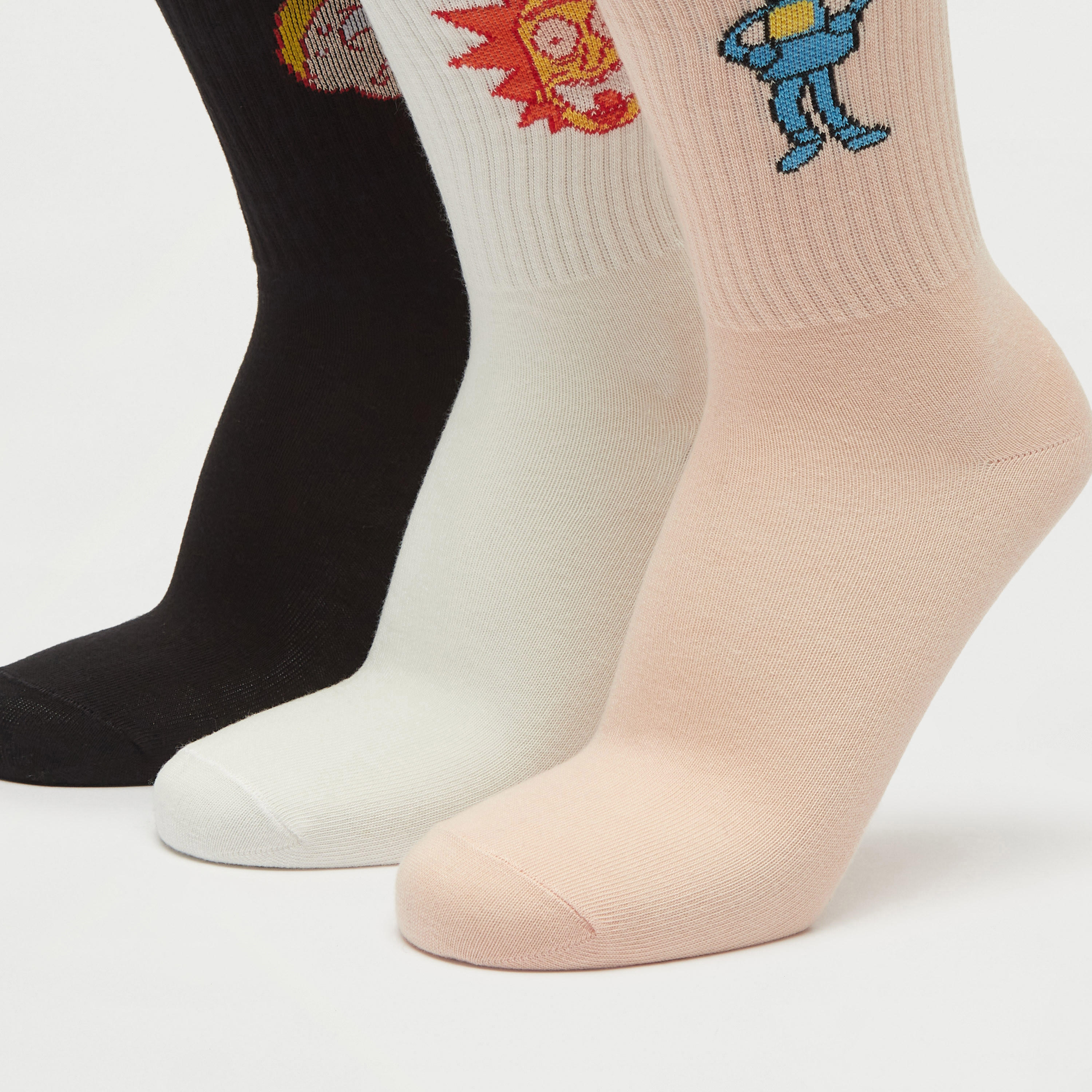 جوارب بارزة الملمس بطول ربلة الساق - طقم من 3 أزواج-men-socks-image-3