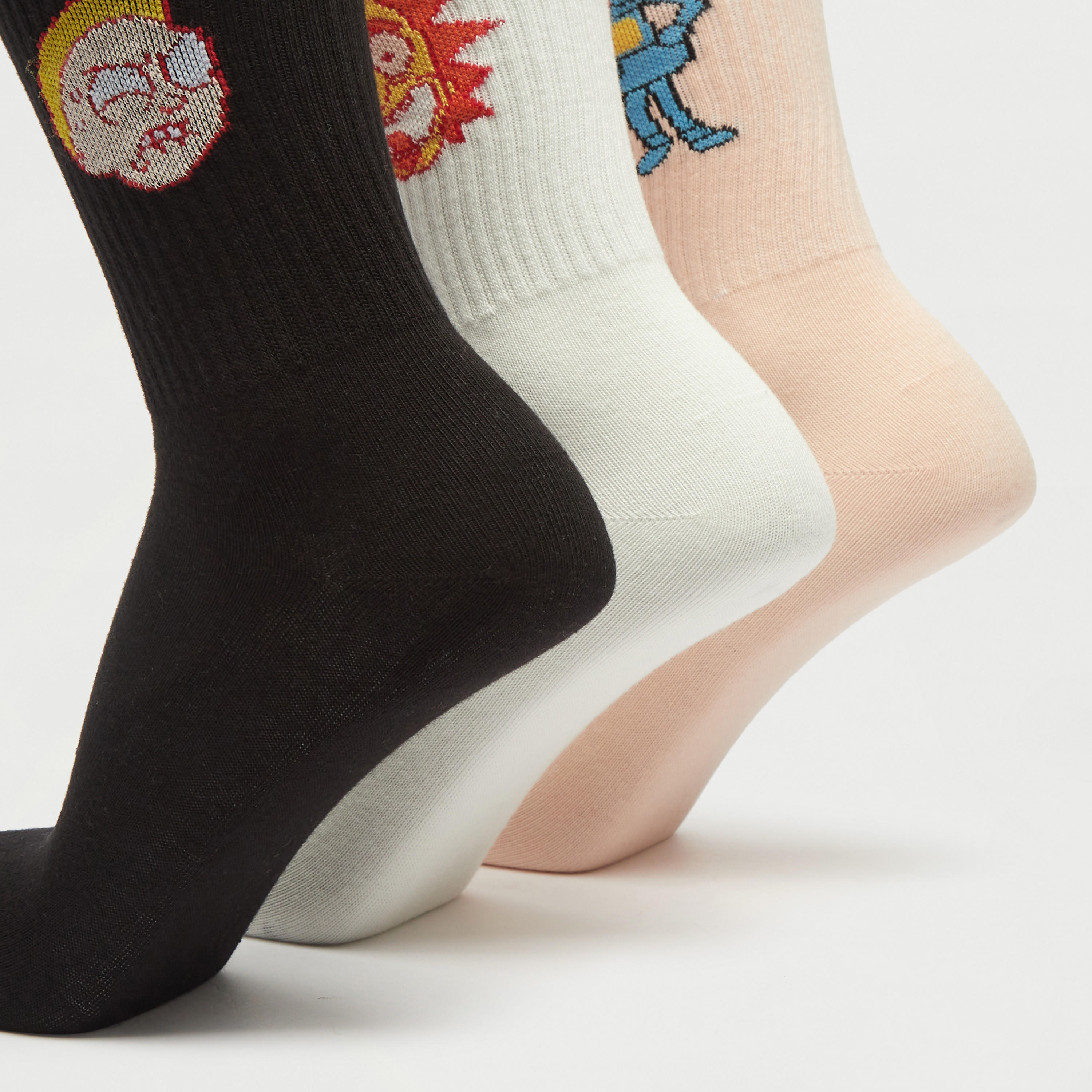 جوارب بارزة الملمس بطول ربلة الساق - طقم من 3 أزواج-men-socks-image-4