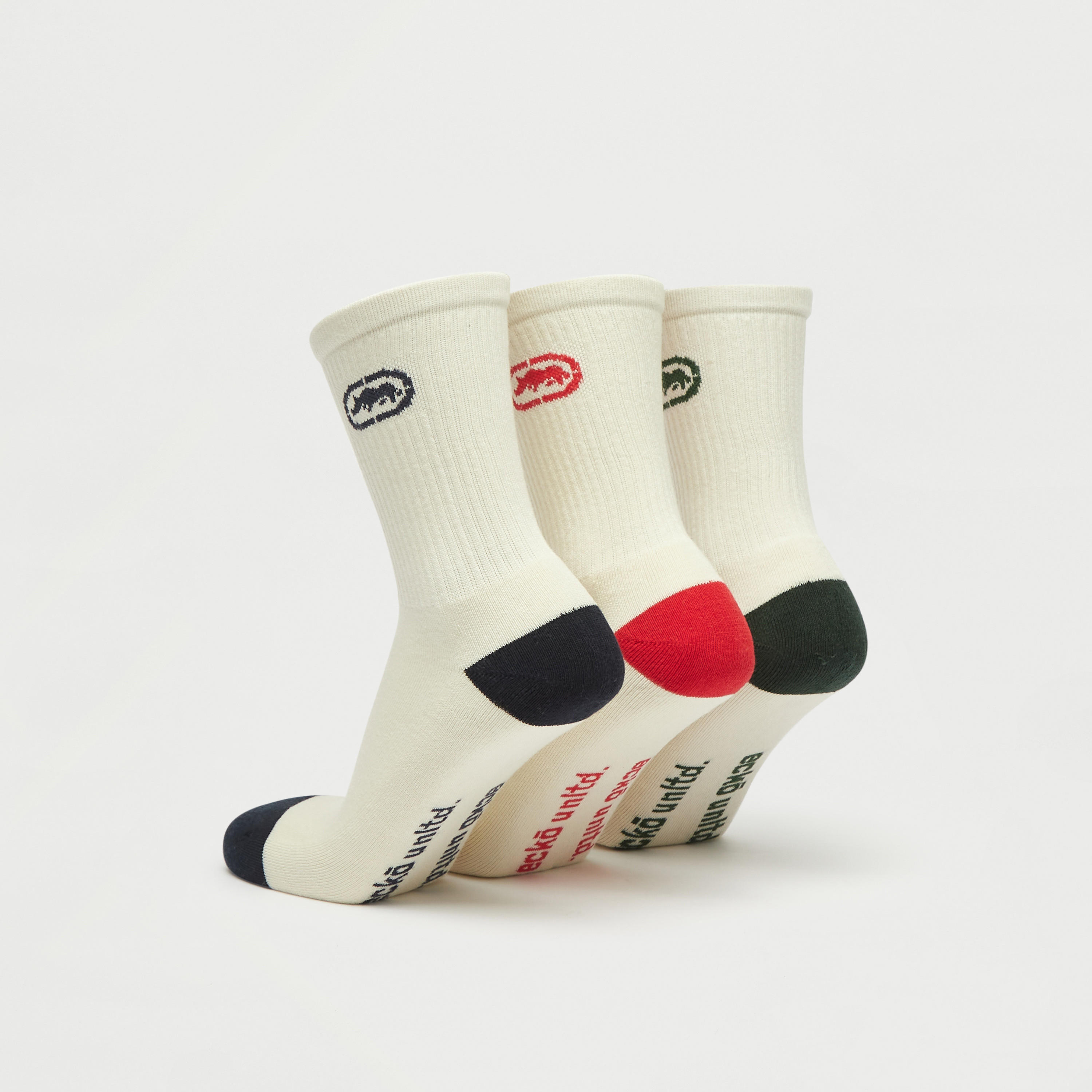 جوارب بطول ربلة الساق ونمط قوالب ملونة وتايبوجرافيك - طقم 3 أزواج-men-socks-image-2