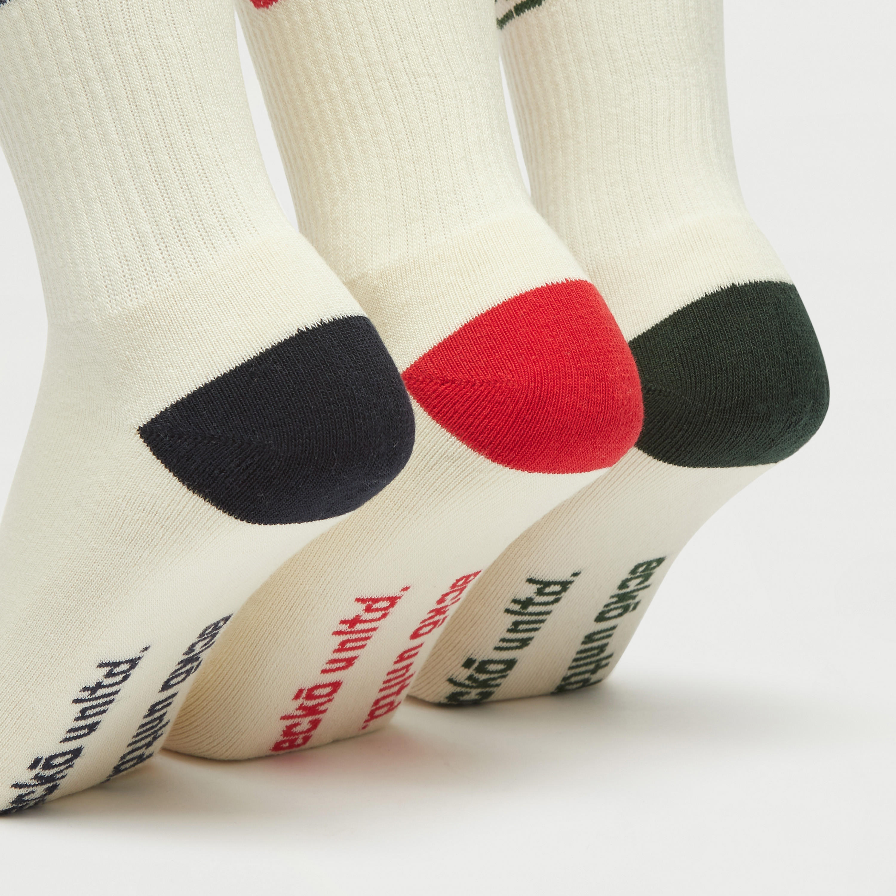 جوارب بطول ربلة الساق ونمط قوالب ملونة وتايبوجرافيك - طقم 3 أزواج-men-socks-image-4