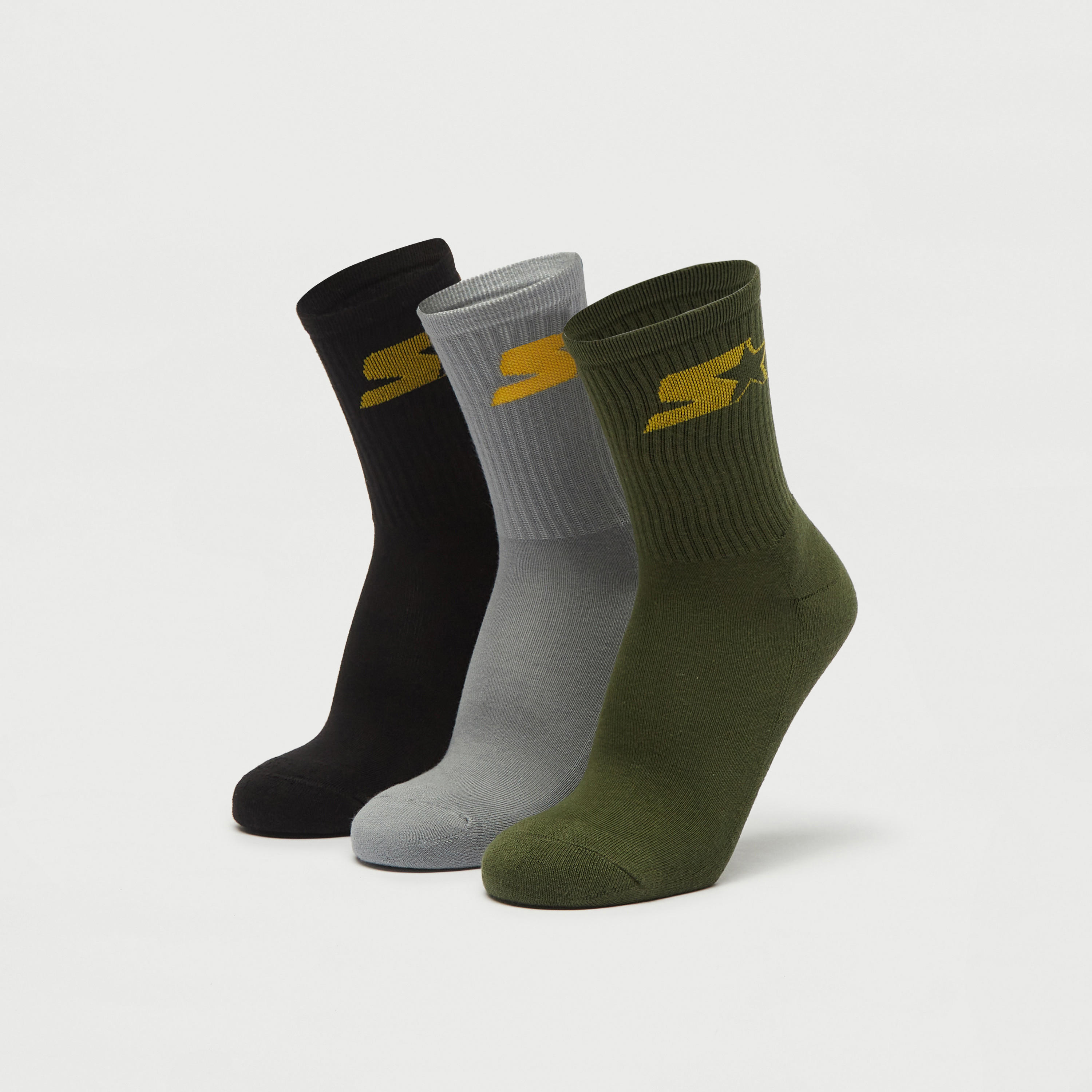 جوارب بارزة الملمس بطول ربلة الساق - طقم 3 أزواج-men-socks-image-1