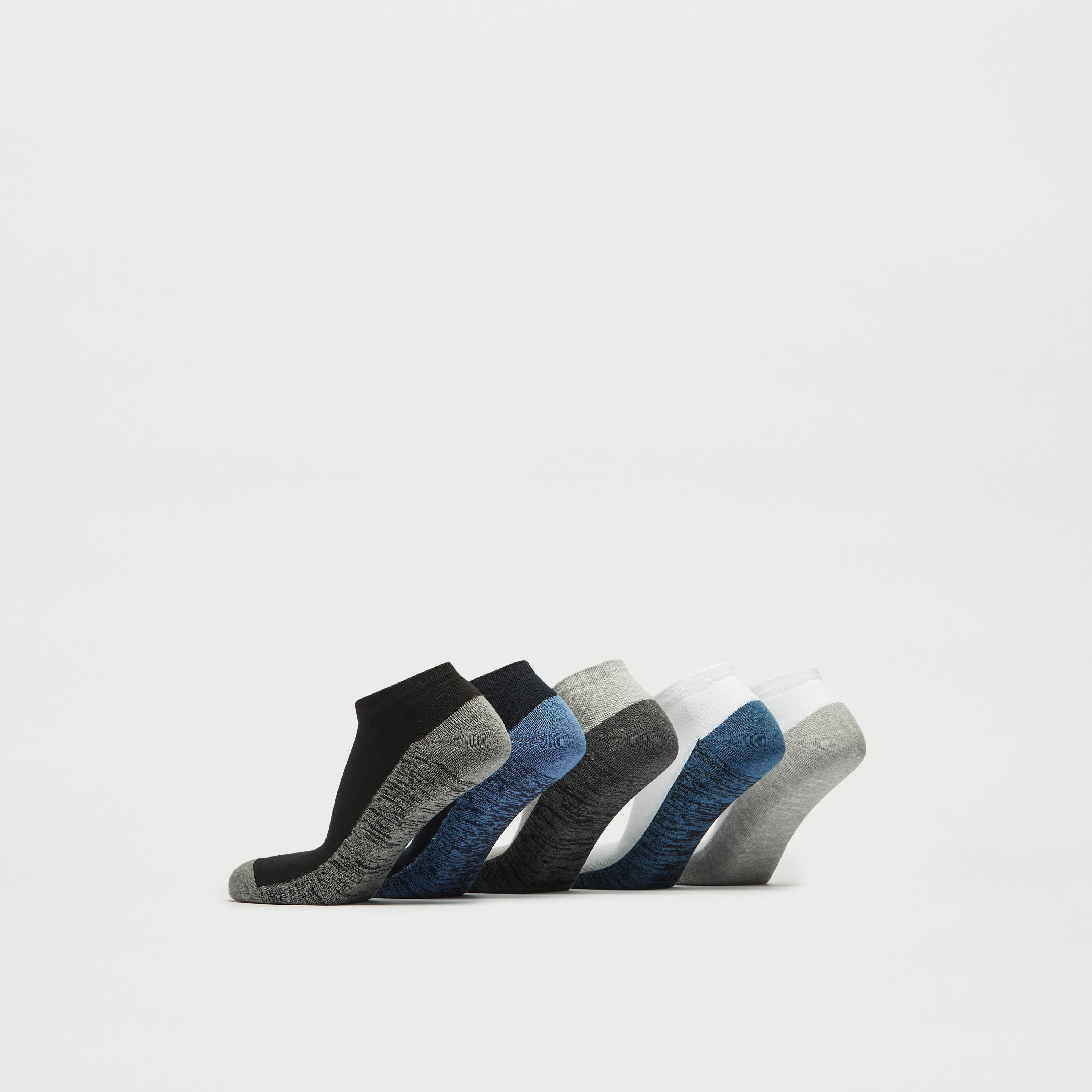 طقم جوارب 5 أزواج طول الكاحل بقوالب ملونة-men-socks-image-2