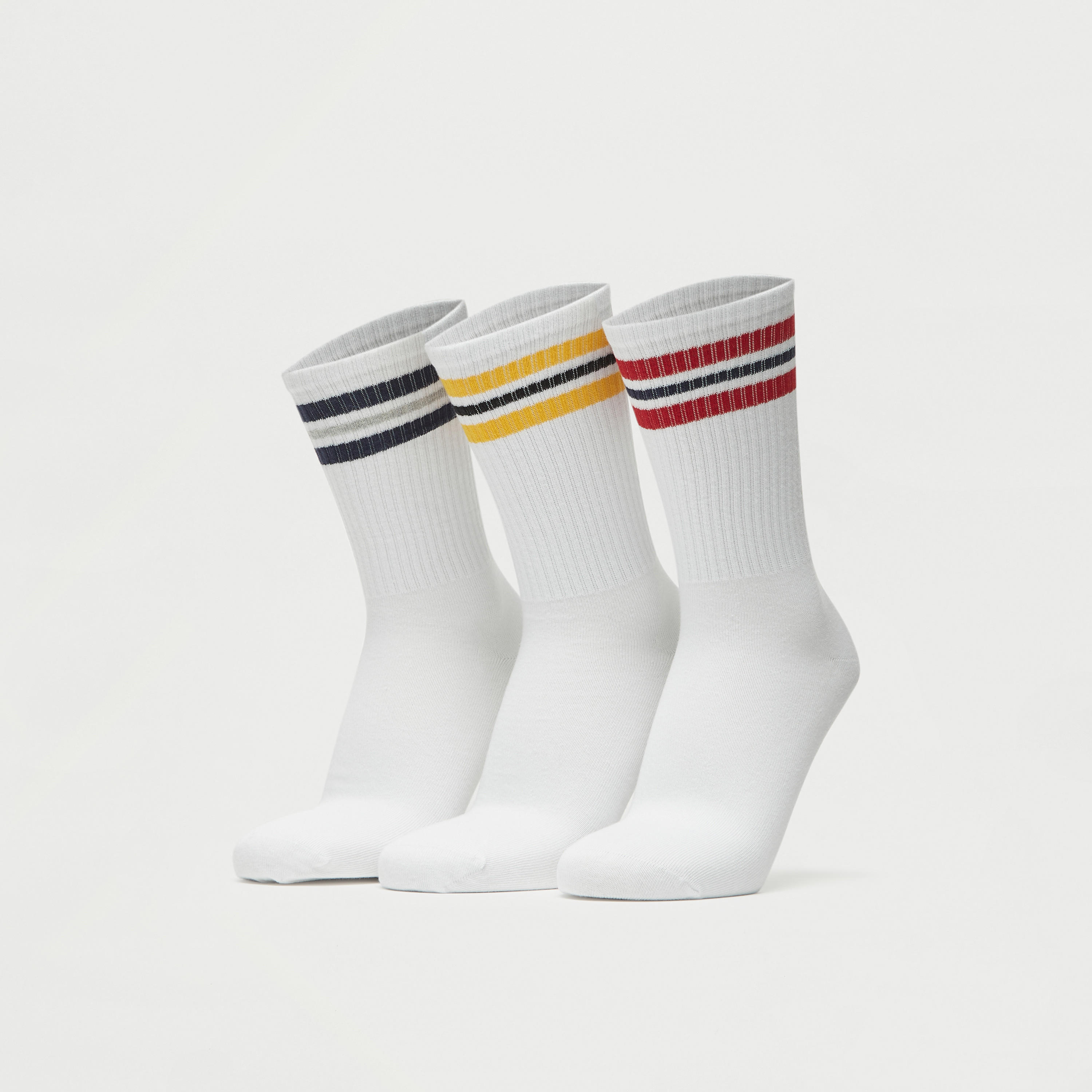 جوارب مخططة بطول ربلة الساق - طقم من 3 أزواج-men-socks-image-1