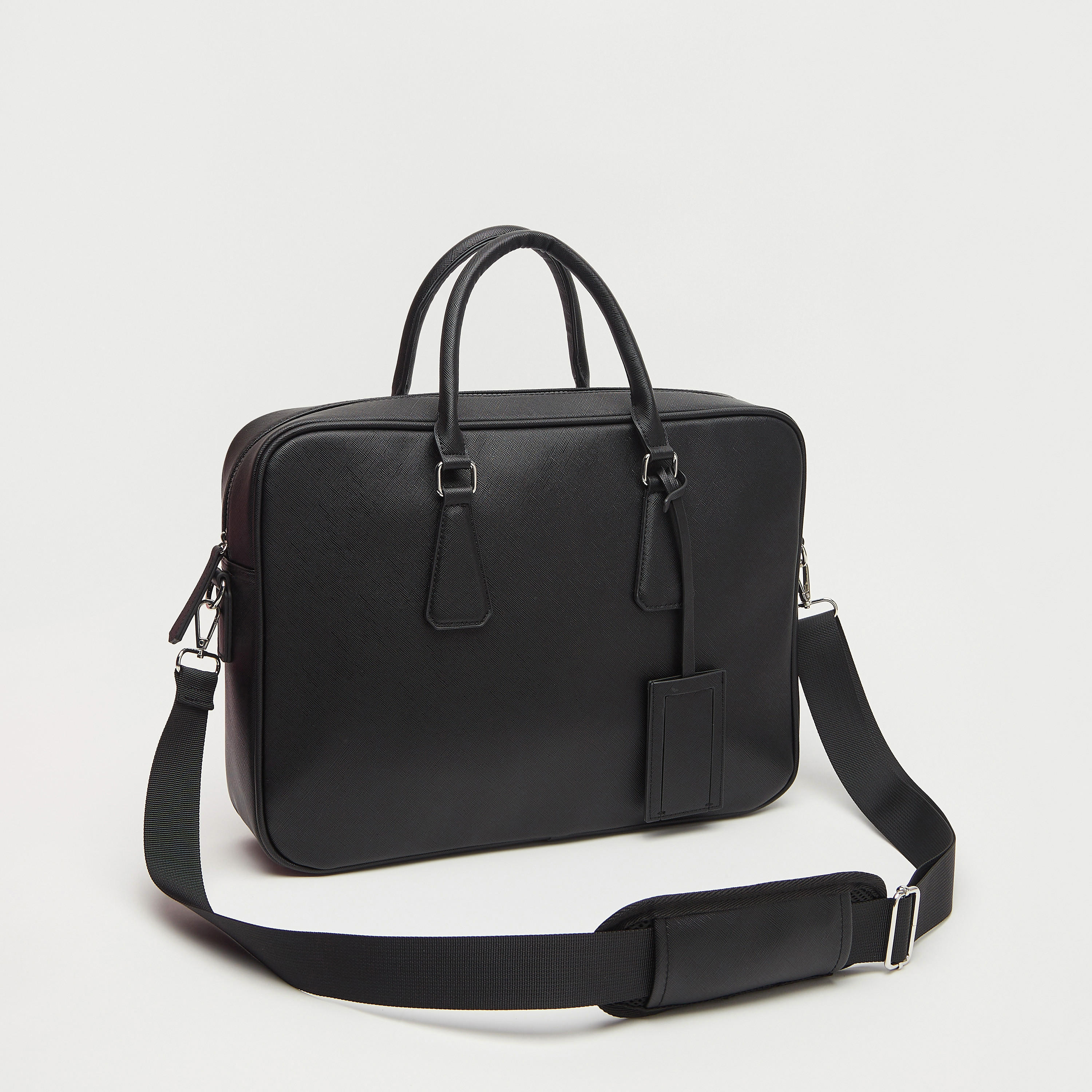 Solid Laptop Bag with Double Handles and Detachable Shoulder Strap-men-bags-image-2