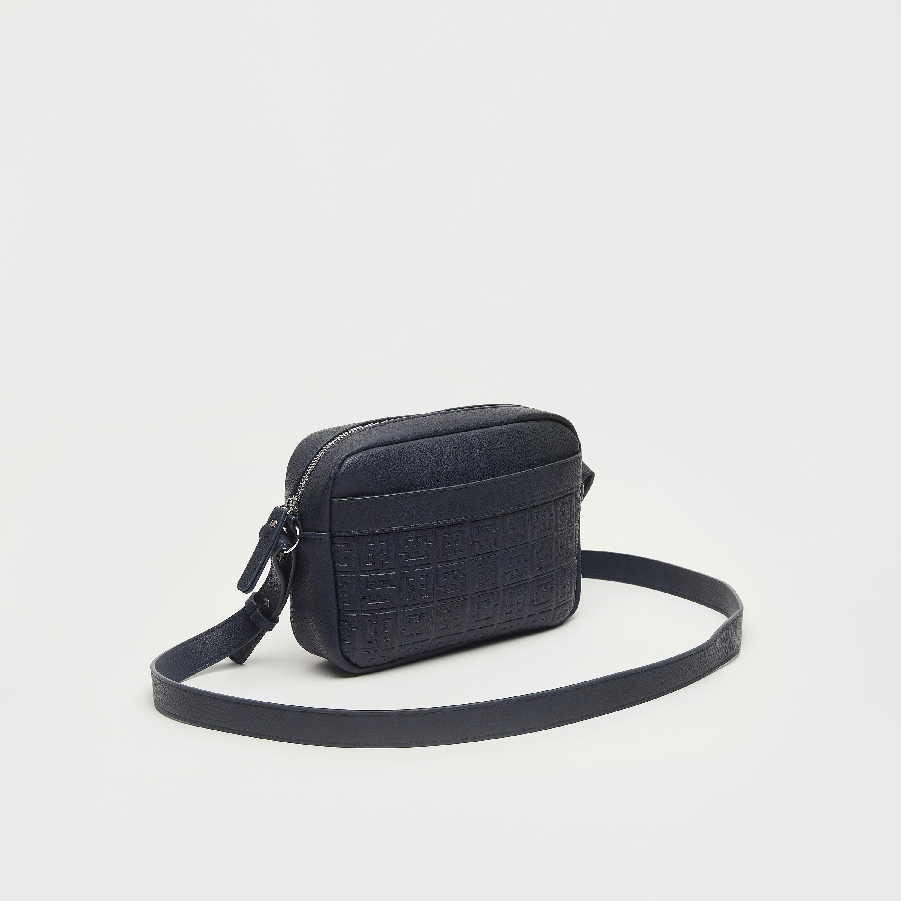 Textured Crossbody Bag with Zip Closure-men-bags-image-1