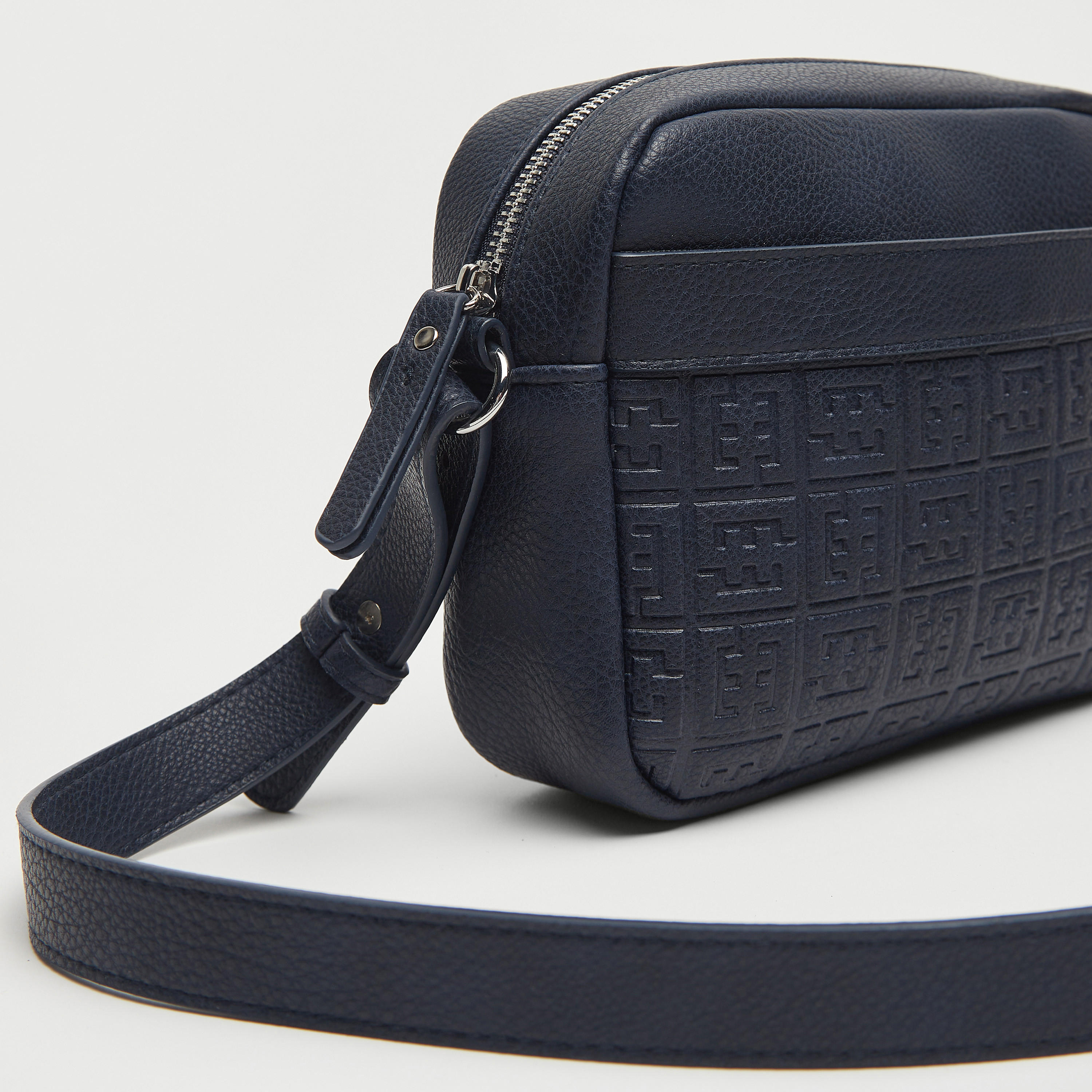 Textured Crossbody Bag with Zip Closure-men-bags-image-2
