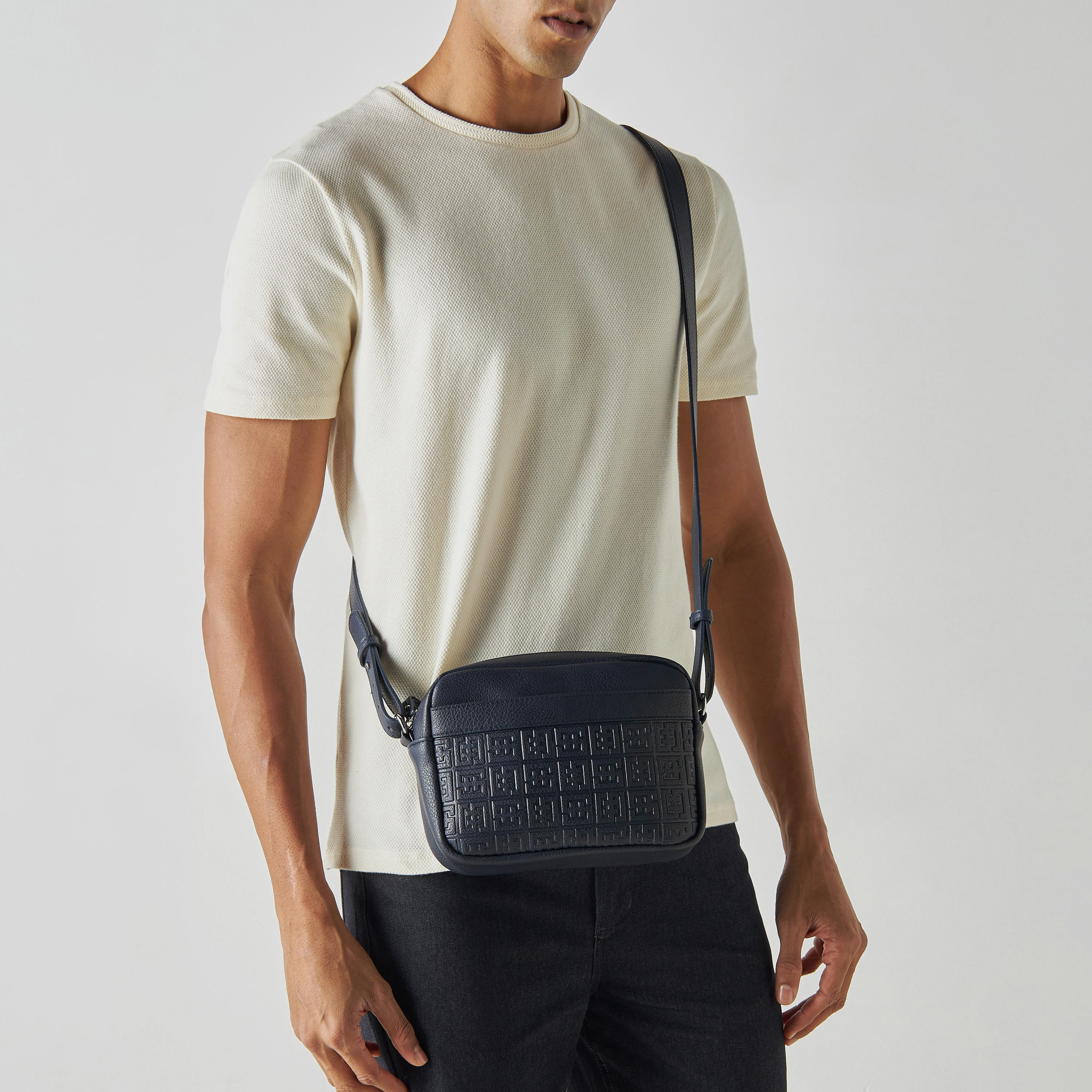 Textured Crossbody Bag with Zip Closure-men-bags-image-3
