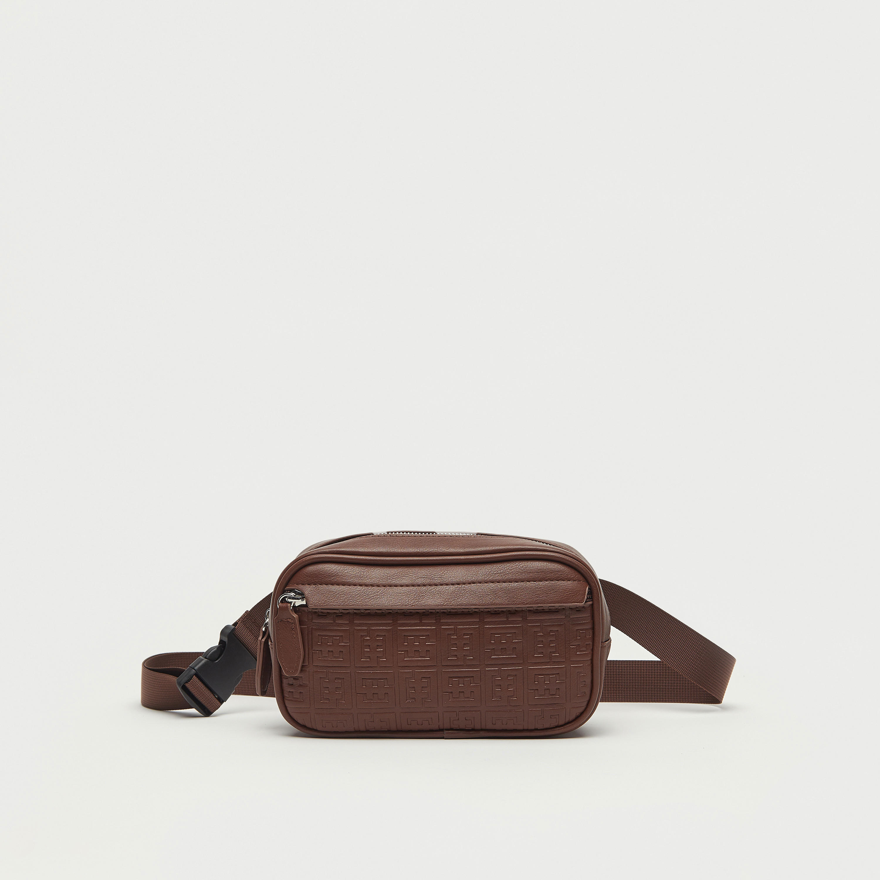 Textured Waist Bag with Adjustable Strap and Zip Closure-men-bags-image-1