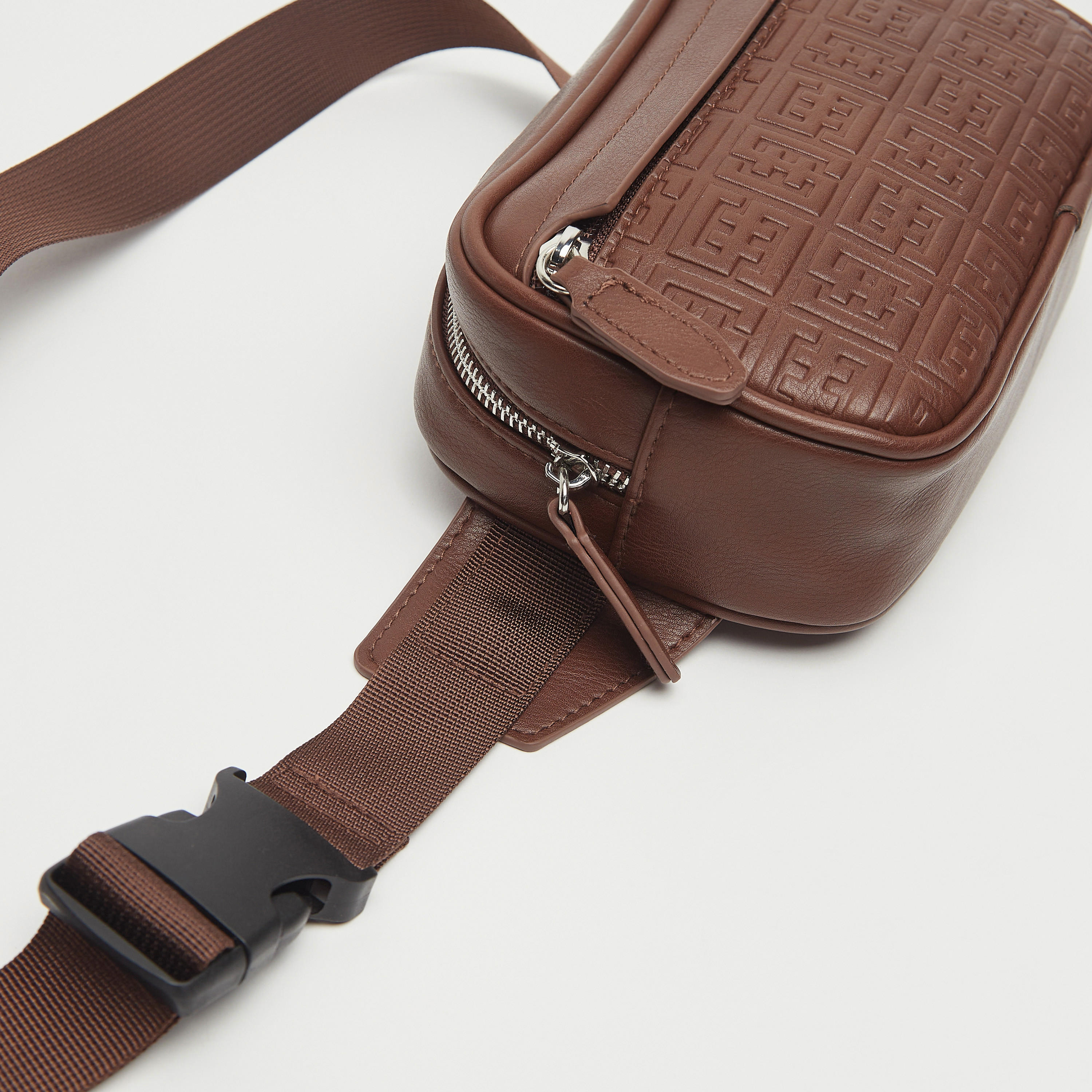 Textured Waist Bag with Adjustable Strap and Zip Closure-men-bags-image-2