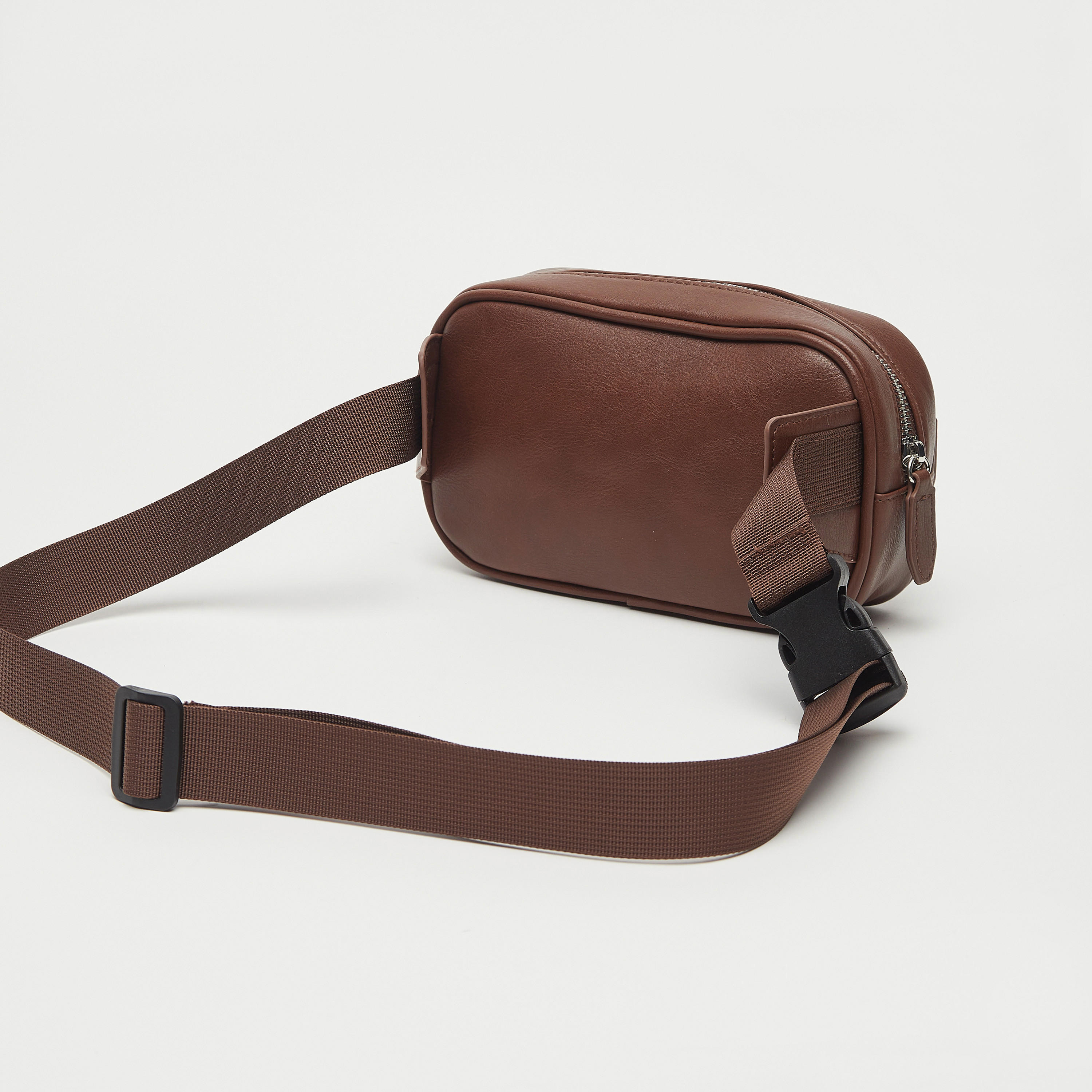 Textured Waist Bag with Adjustable Strap and Zip Closure-men-bags-image-4