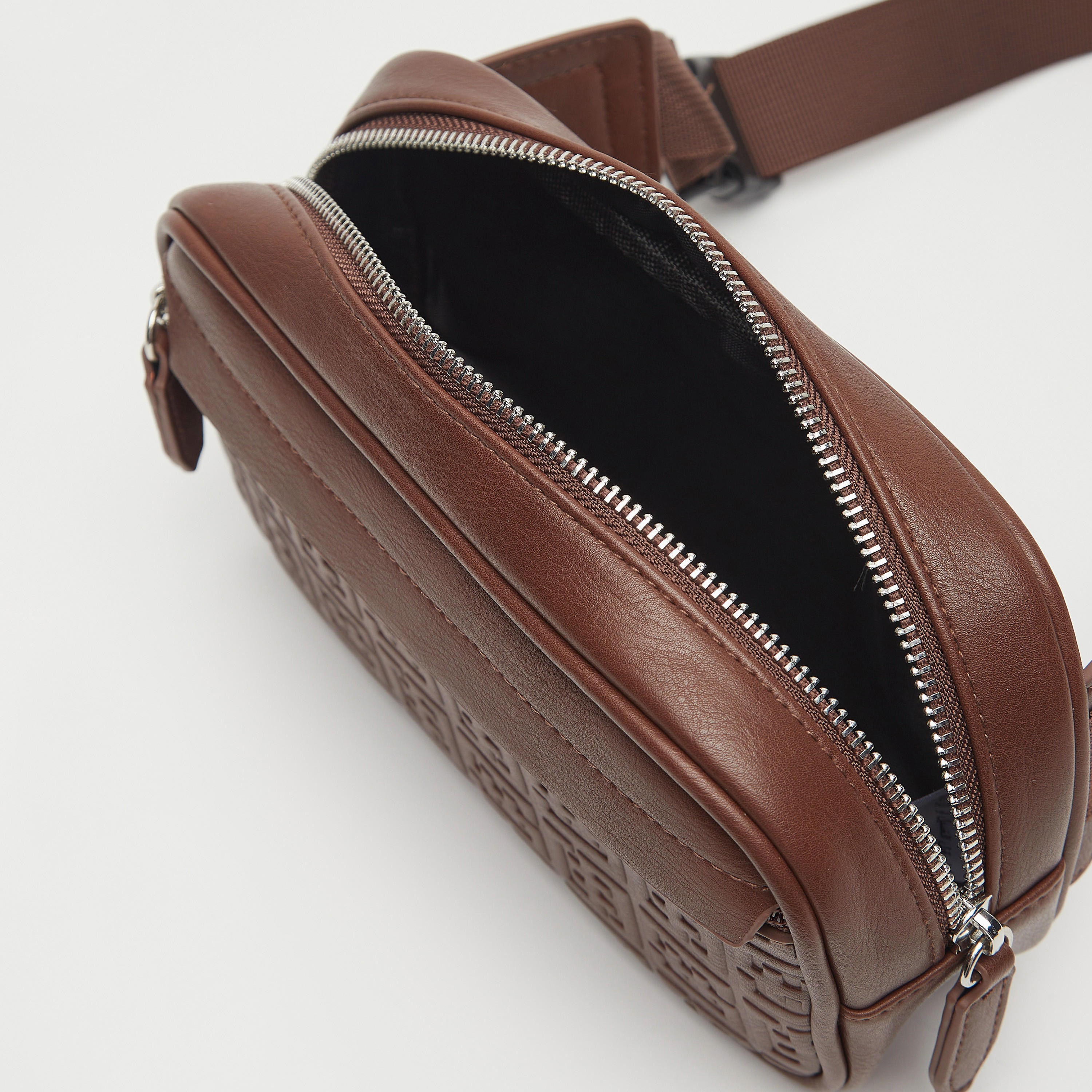 Textured Waist Bag with Adjustable Strap and Zip Closure-men-bags-image-5