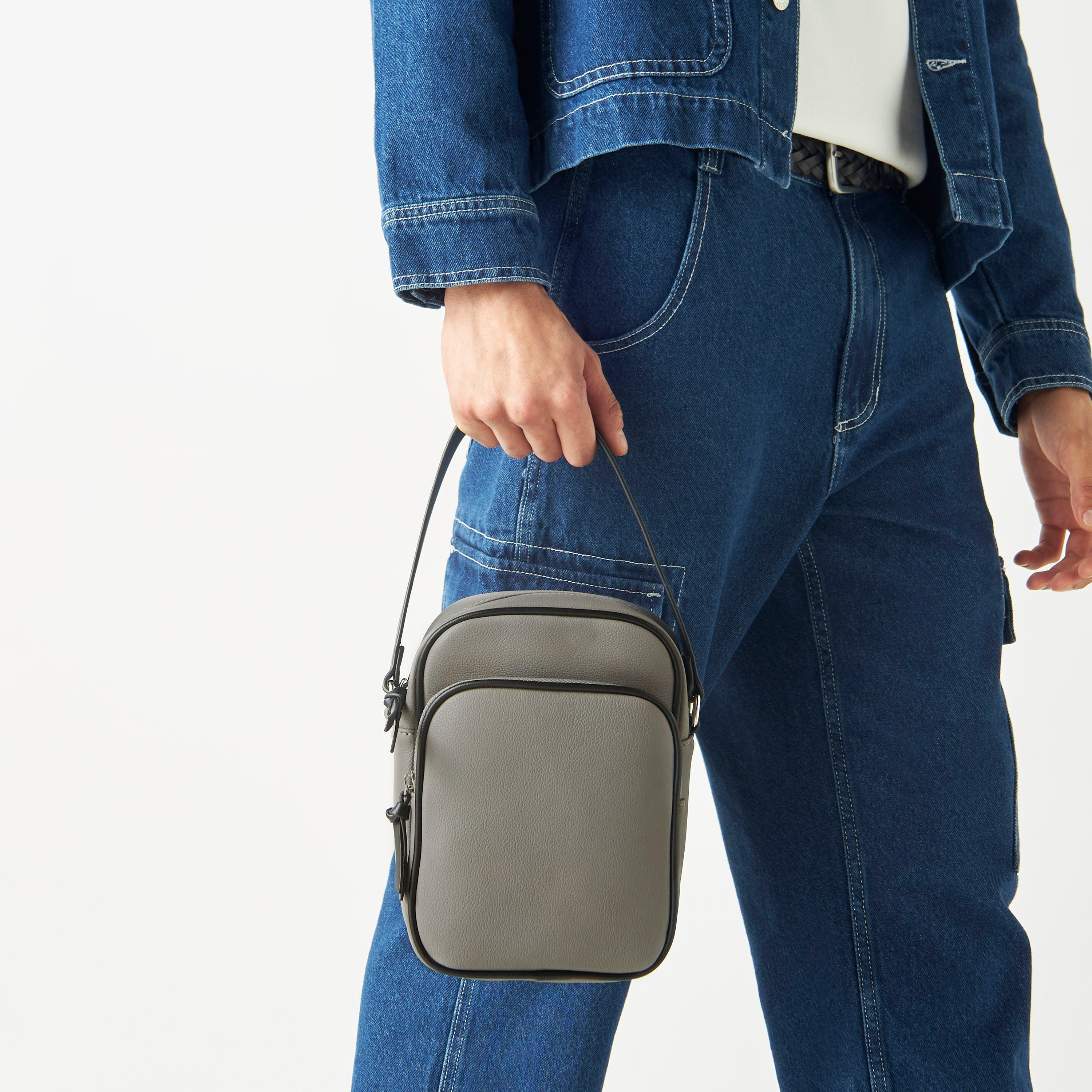 Solid 2-Compartment Sling Bag with Detachable Strap-men-bags-image-2