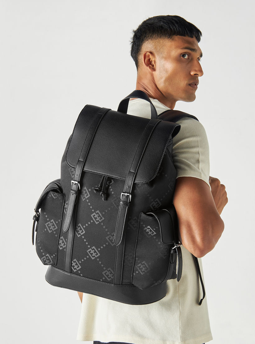 Textured Backpack with Adjustable Shoulder Straps-men-bags-image-3
