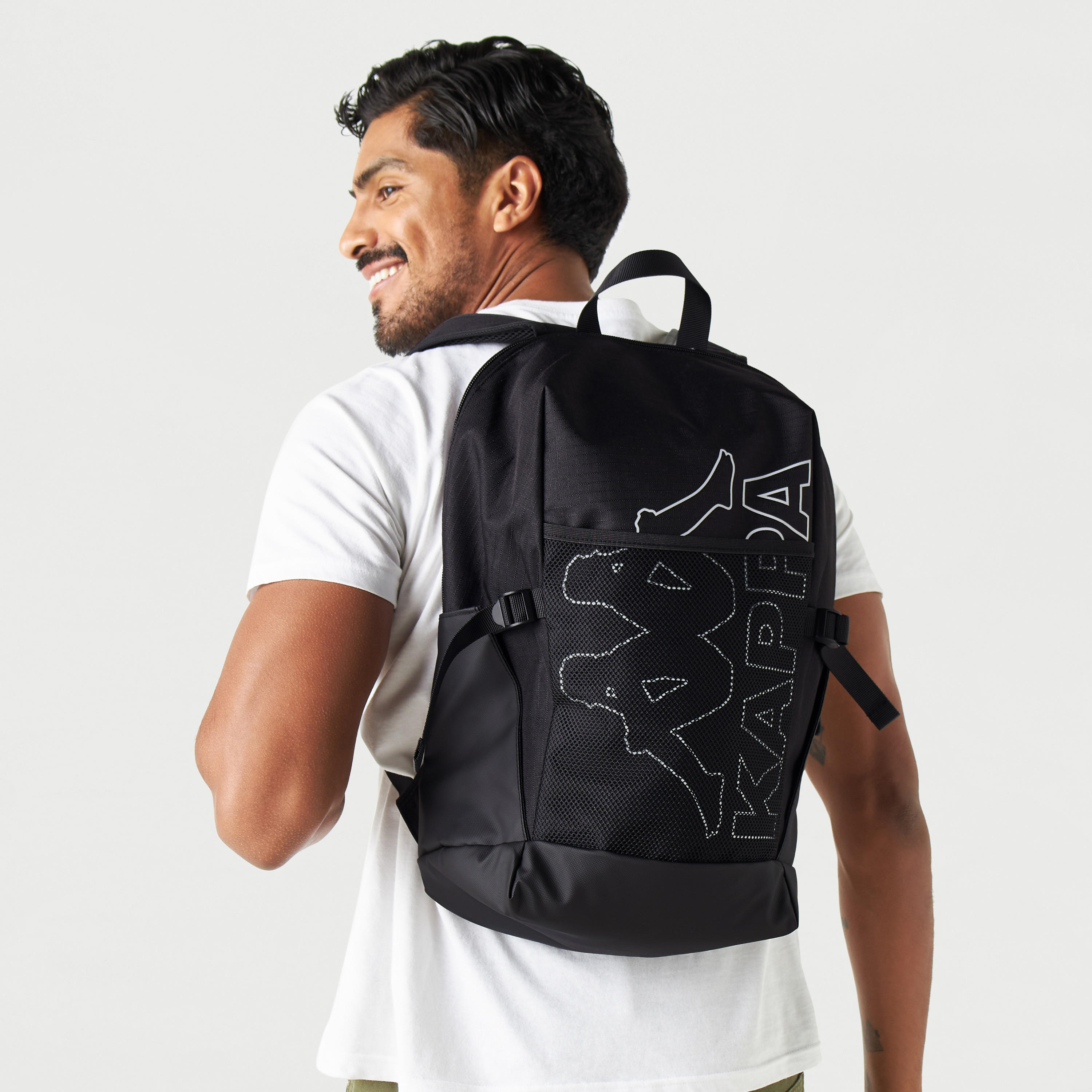 Kappa Logo Print Backpack with Adjustable Straps and Zip Closure-sports-men-accessories-image-2