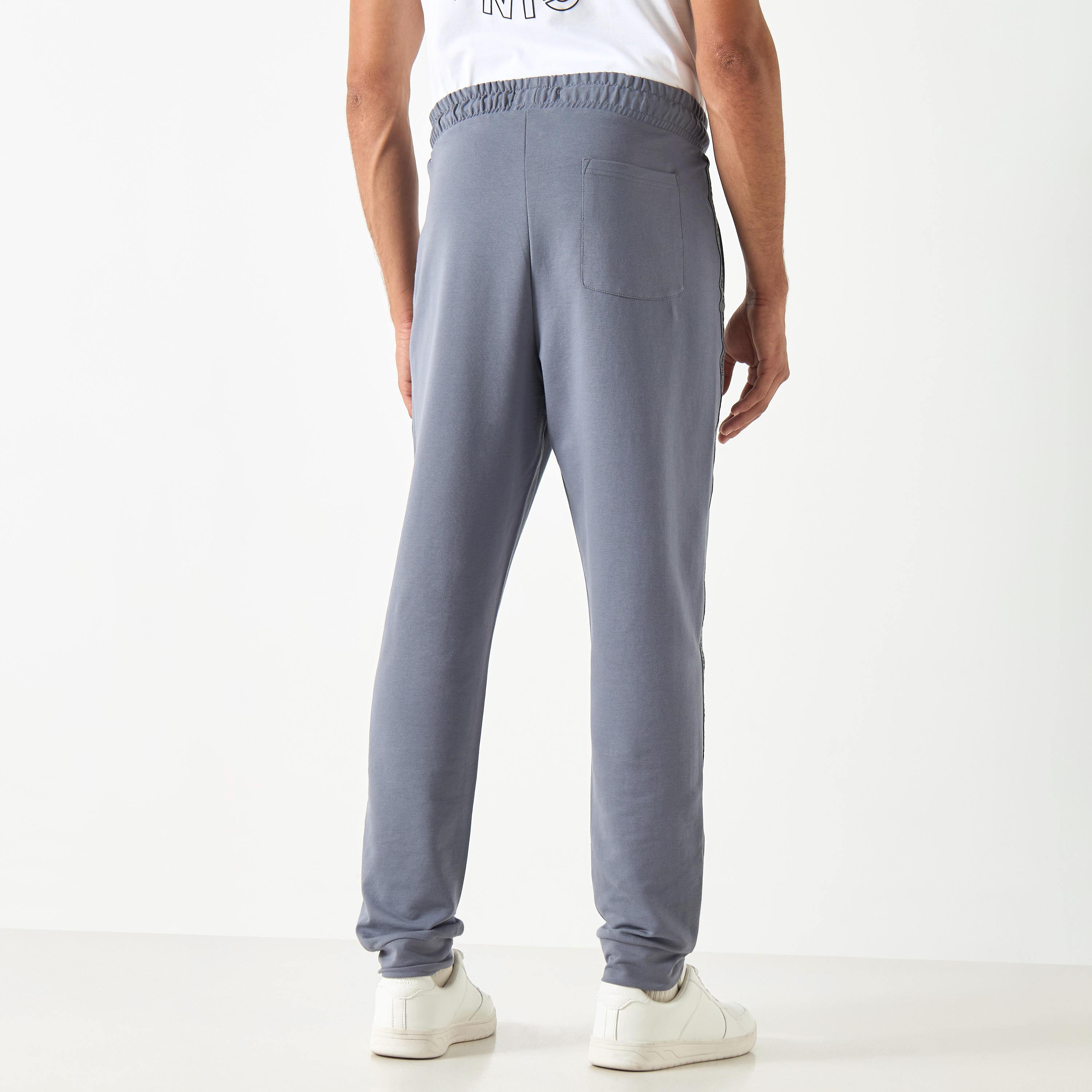 Tape Detail Joggers with Drawstring Closure and Pockets-men-clothing-nightwear-pyjamaandshorts-image-3
