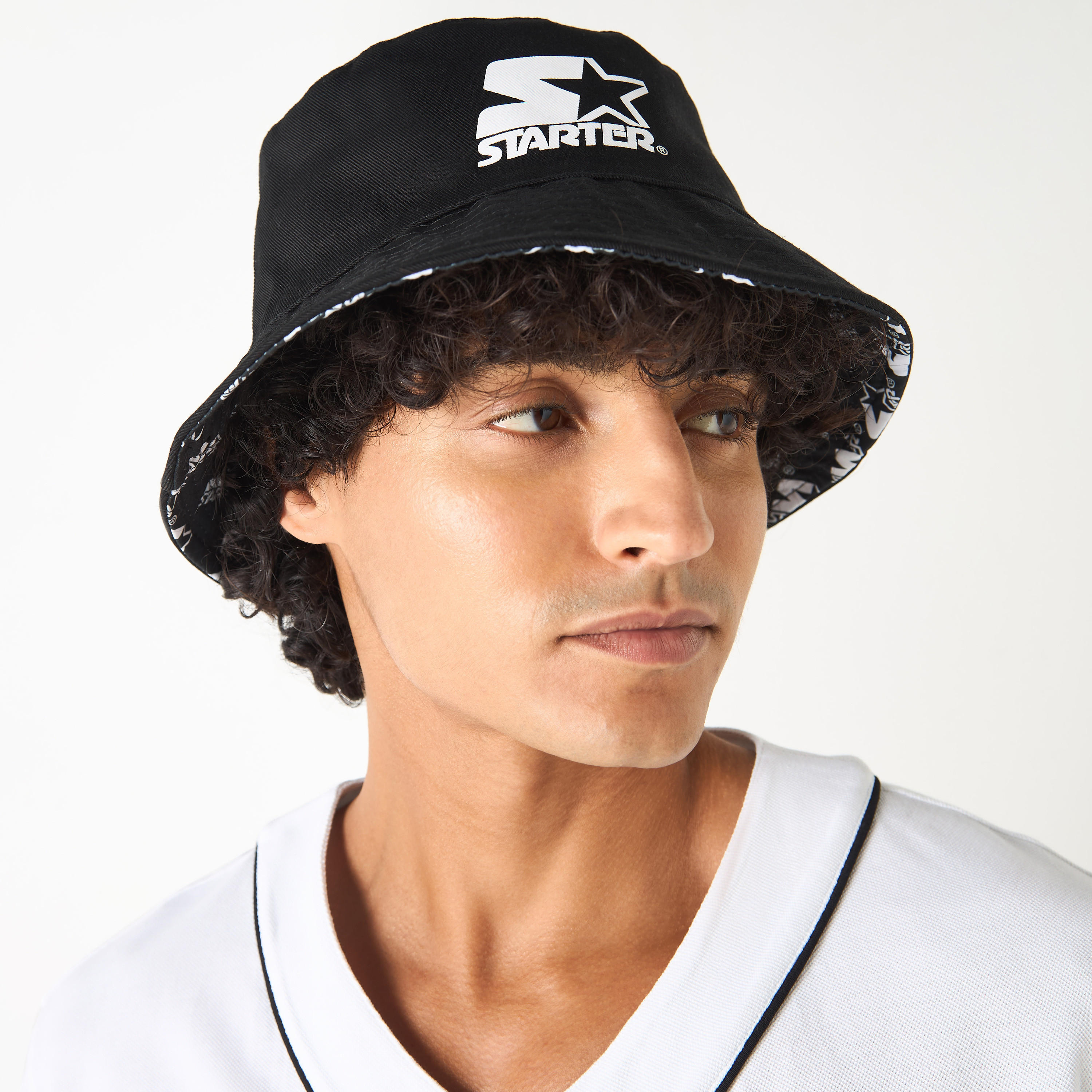 Starter Logo Print Reversible Bucket Hat-men-caps-image-2