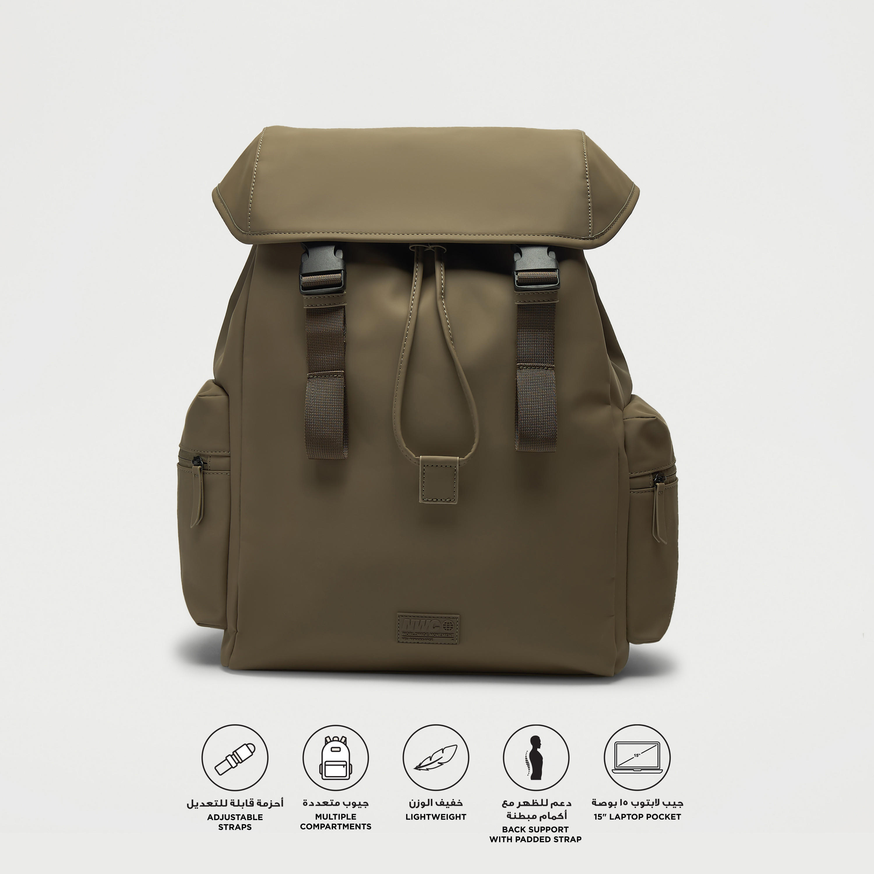Solid Backpack with Adjustable Straps and Zip Closure - 35x16x46 cm-men-bags-image-3