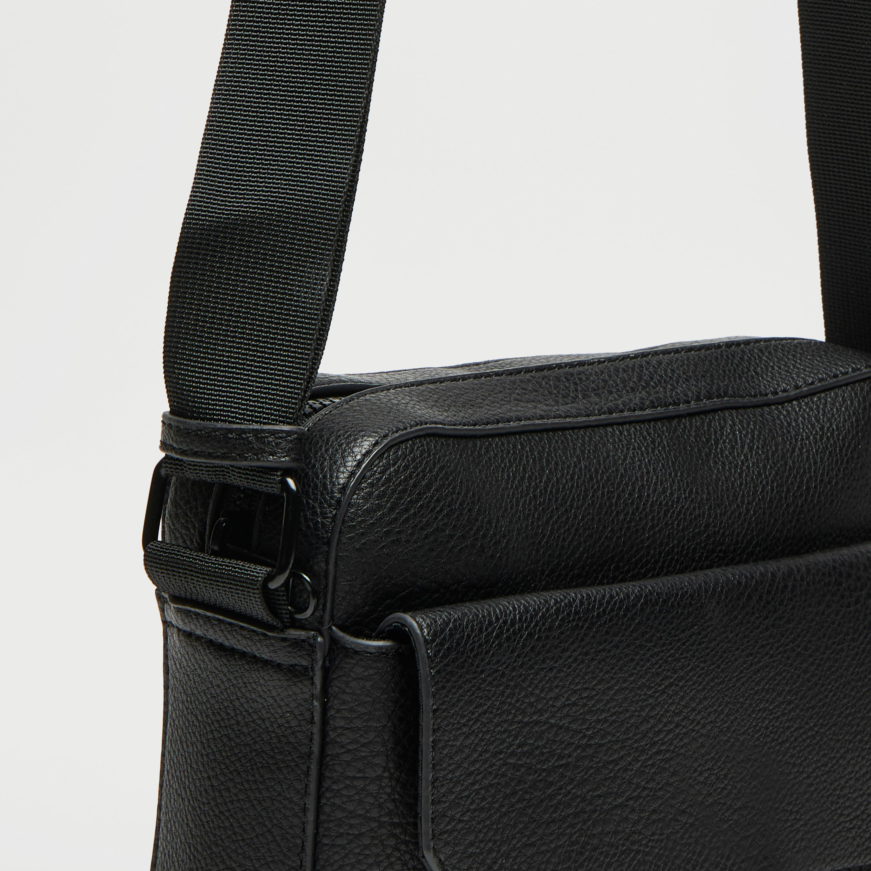 Textured Crossbody Bag with Adjustable Strap and Zip Closure-men-bags-image-4