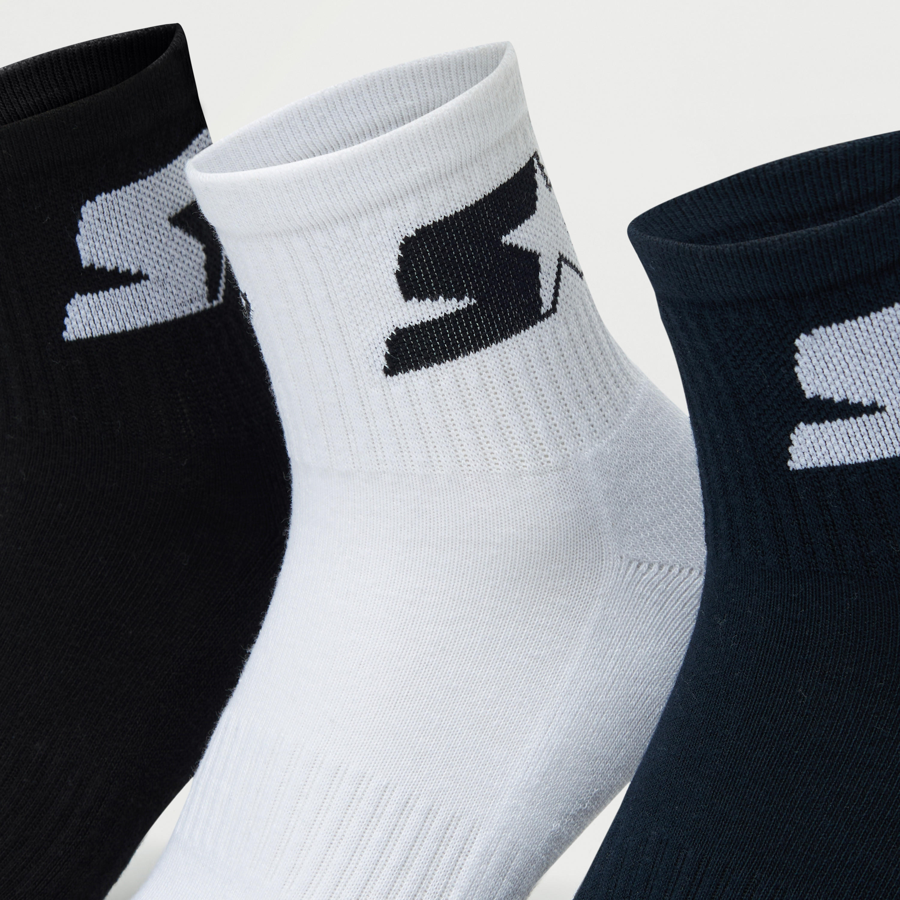 جوارب بطول الكاحل وتفاصيل شعار من ستارتر - طقم 3 أزواج-men-socks-image-2
