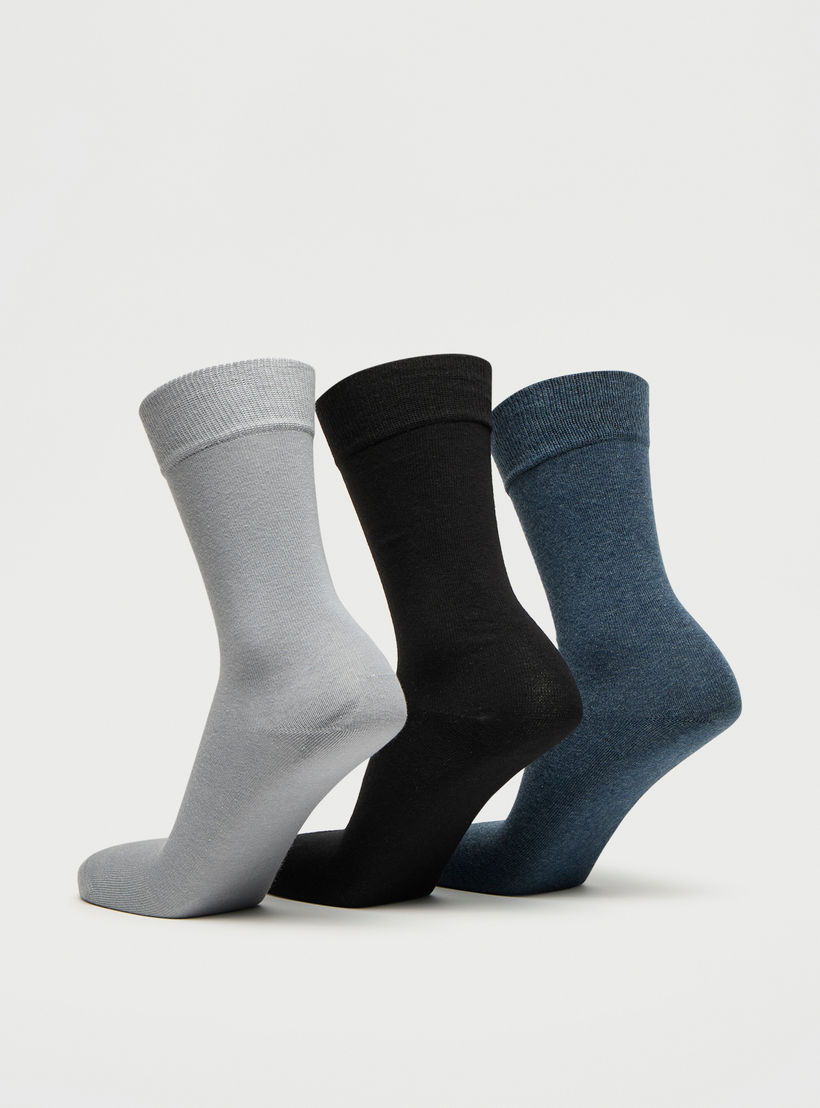 Set of 3 - Solid Crew Length Socks-men-socks-image-3